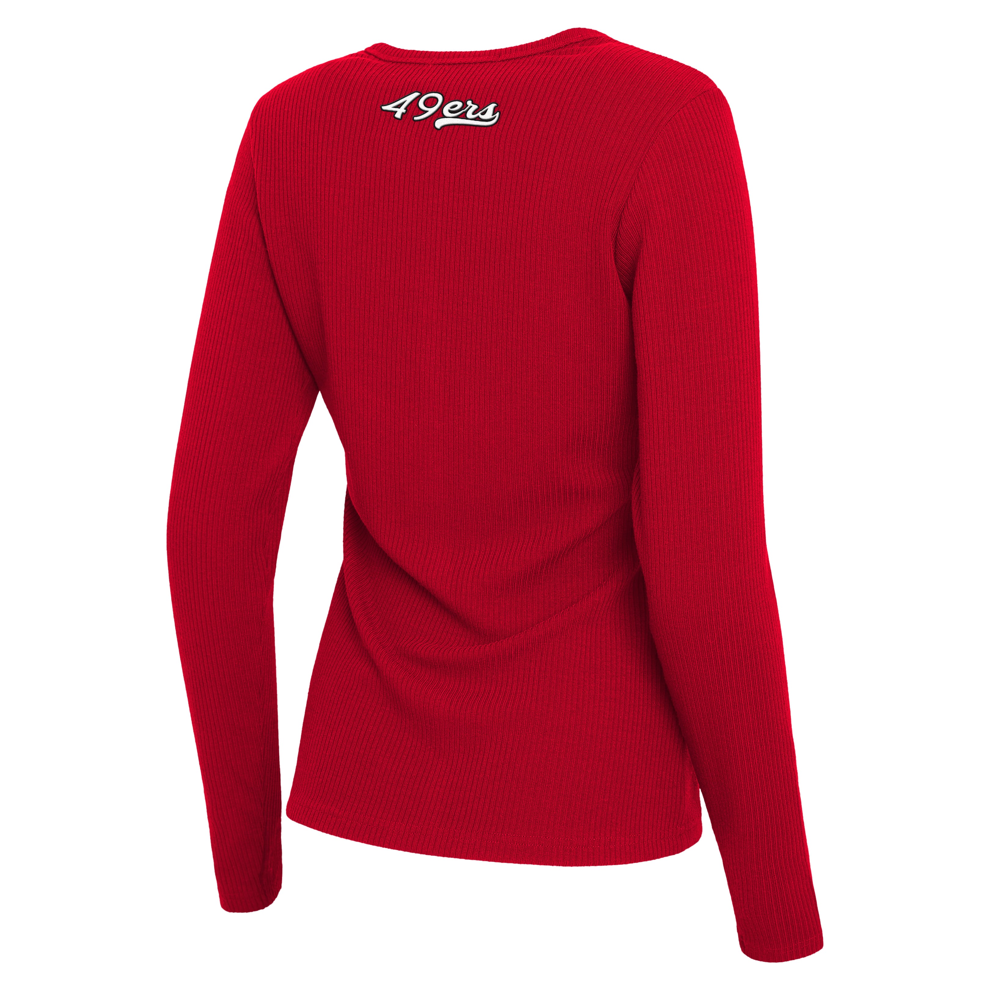 Women's WEAR by Erin Andrews Scarlet San Francisco 49ers Ribbed Full-Button Cardigan Sweater