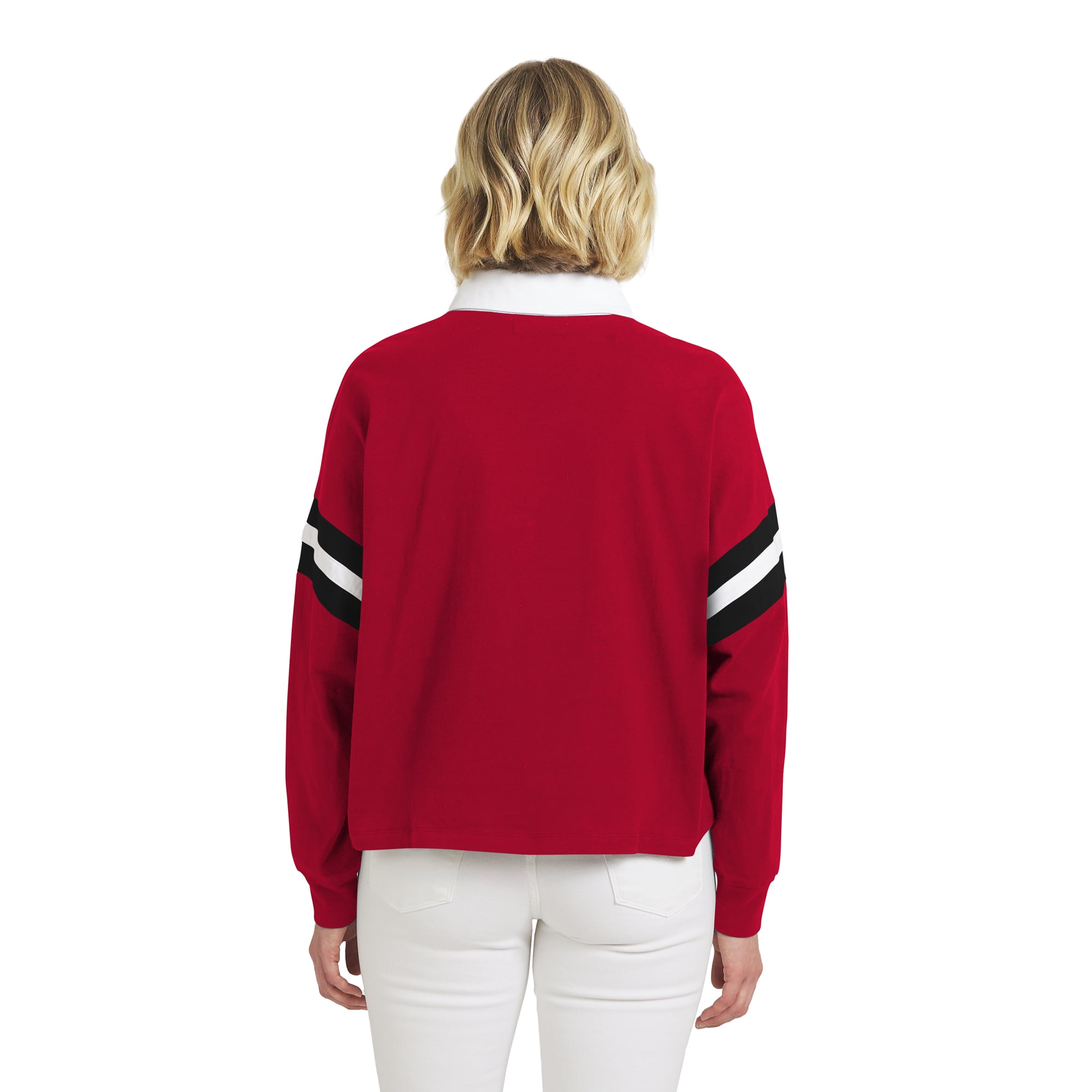 T-shirt à manches longues écarlate San Francisco 49ers de rugby pour femmes la marque WEAR by Erin Andrews