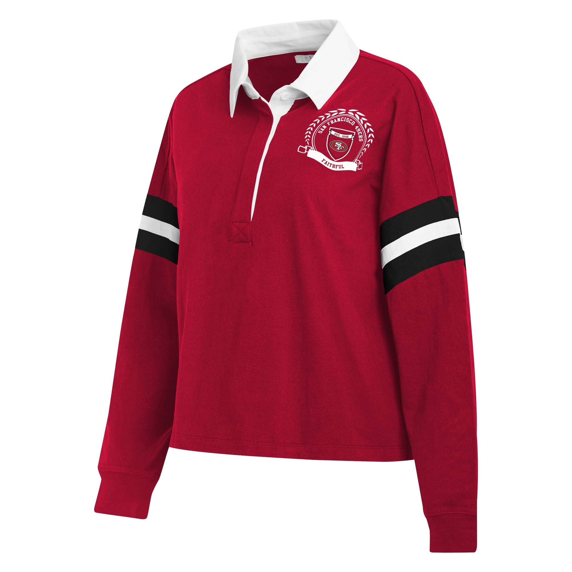 T-shirt à manches longues écarlate San Francisco 49ers de rugby pour femmes la marque WEAR by Erin Andrews