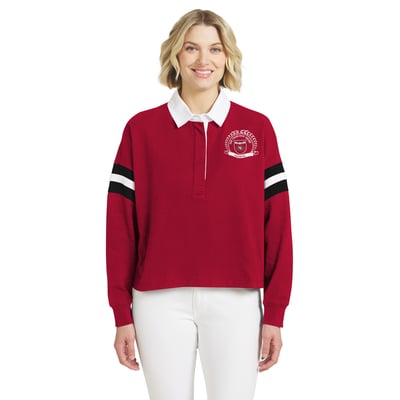  San Francisco 49ers WEAR by Erin Andrews Women's Rugby Long Sleeve T-Shirt - Scarlet