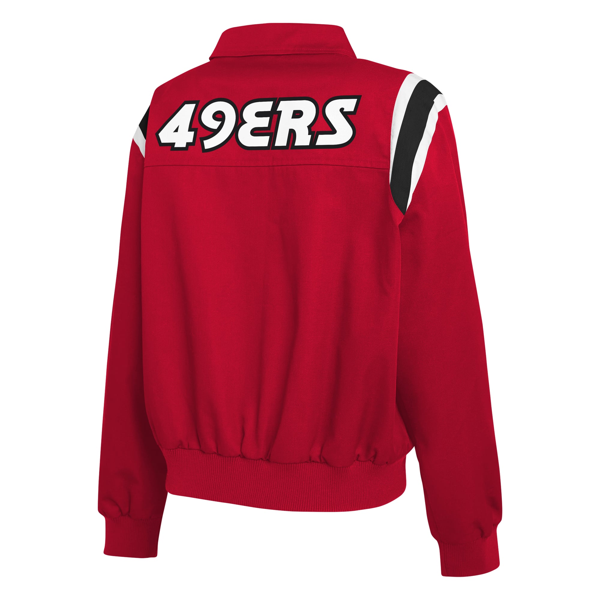 Veste zippée intégrale en sergé à rayures écarlates des 49ers de San Francisco, collection femme WEAR by Erin Andrews