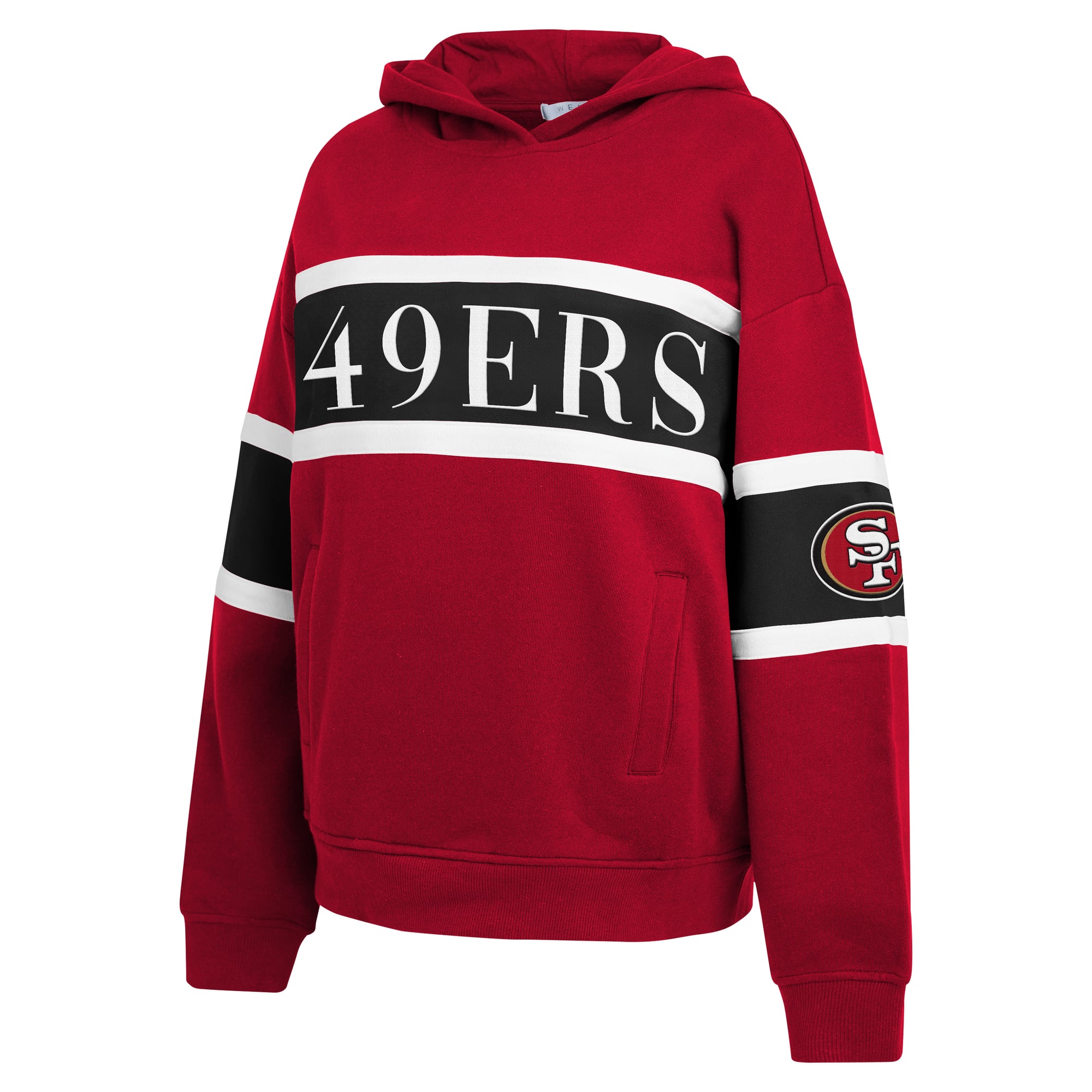 Sweat à capuche rayé rouge écarlate des 49ers de San Francisco, collection femme WEAR by Erin Andrews