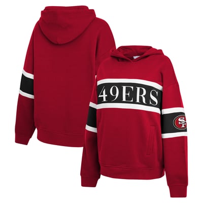 San Francisco 49ers WEAR by Erin Andrews Women's Stripe Hoodie - Scarlet