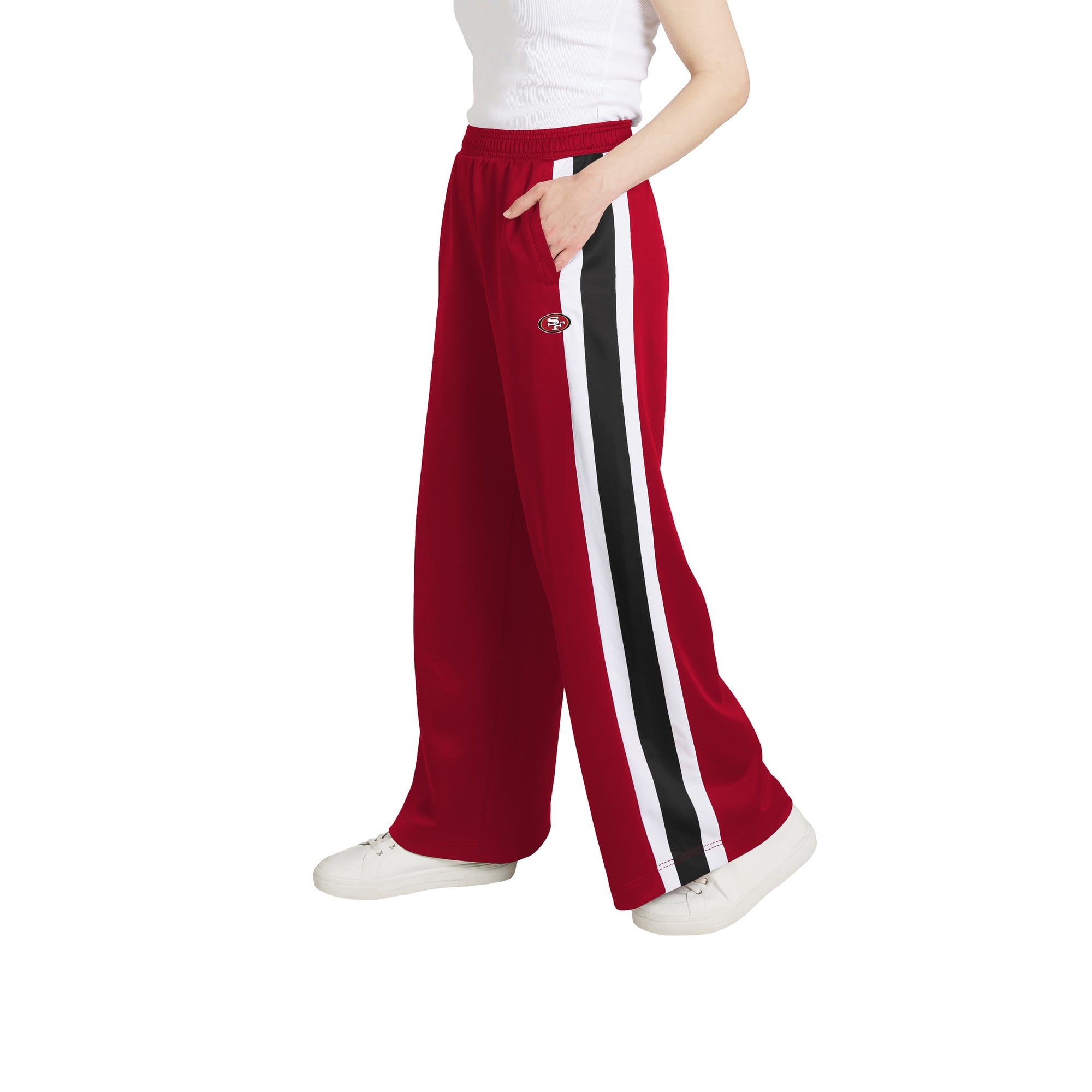 Pantalon de survêtement rayé rouge écarlate des 49ers San Francisco, collection femme WEAR by Erin Andrews