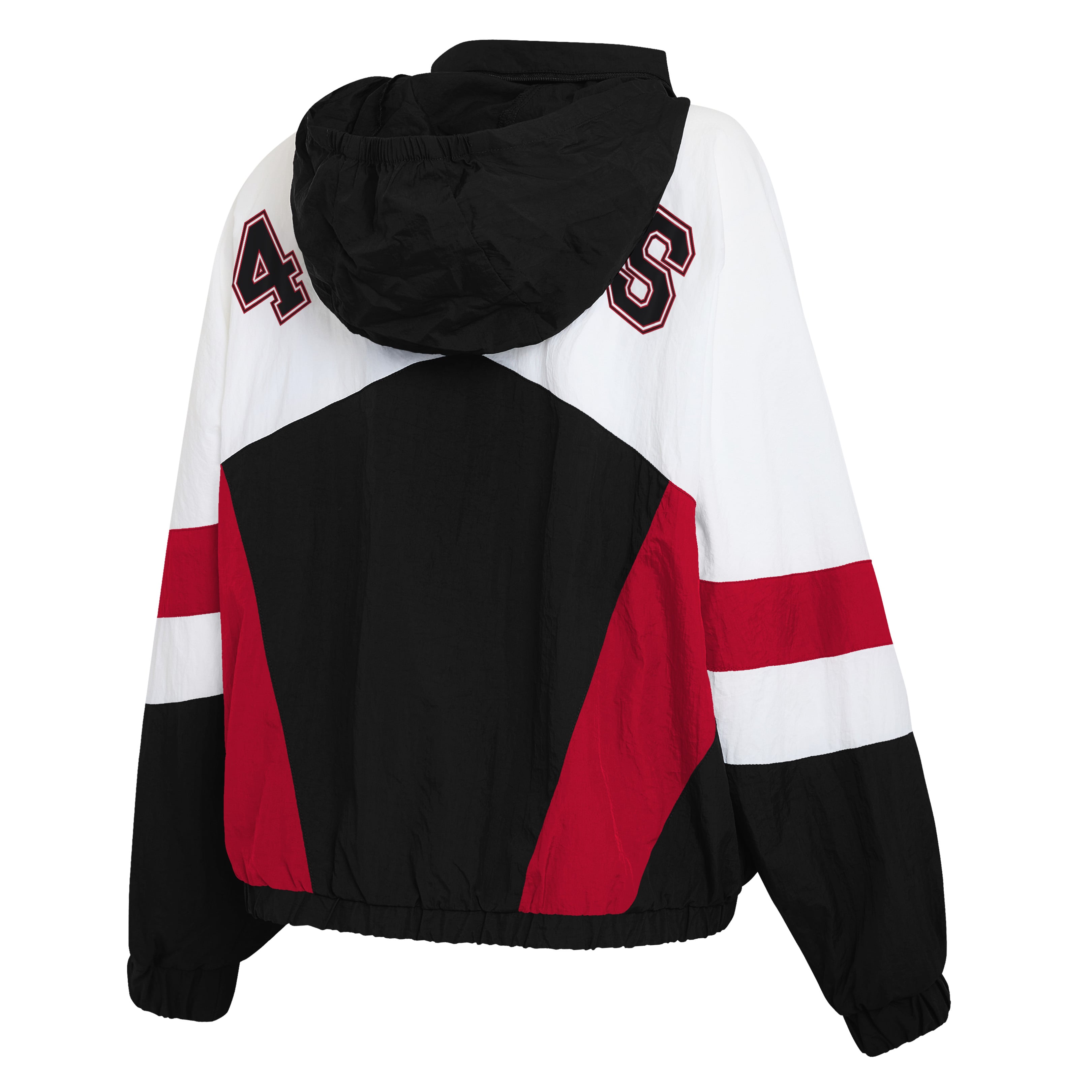 Women's WEAR by Erin Andrews  White/Black San Francisco 49ers Crinkle Full-Snap Hooded Windbreaker Jacket