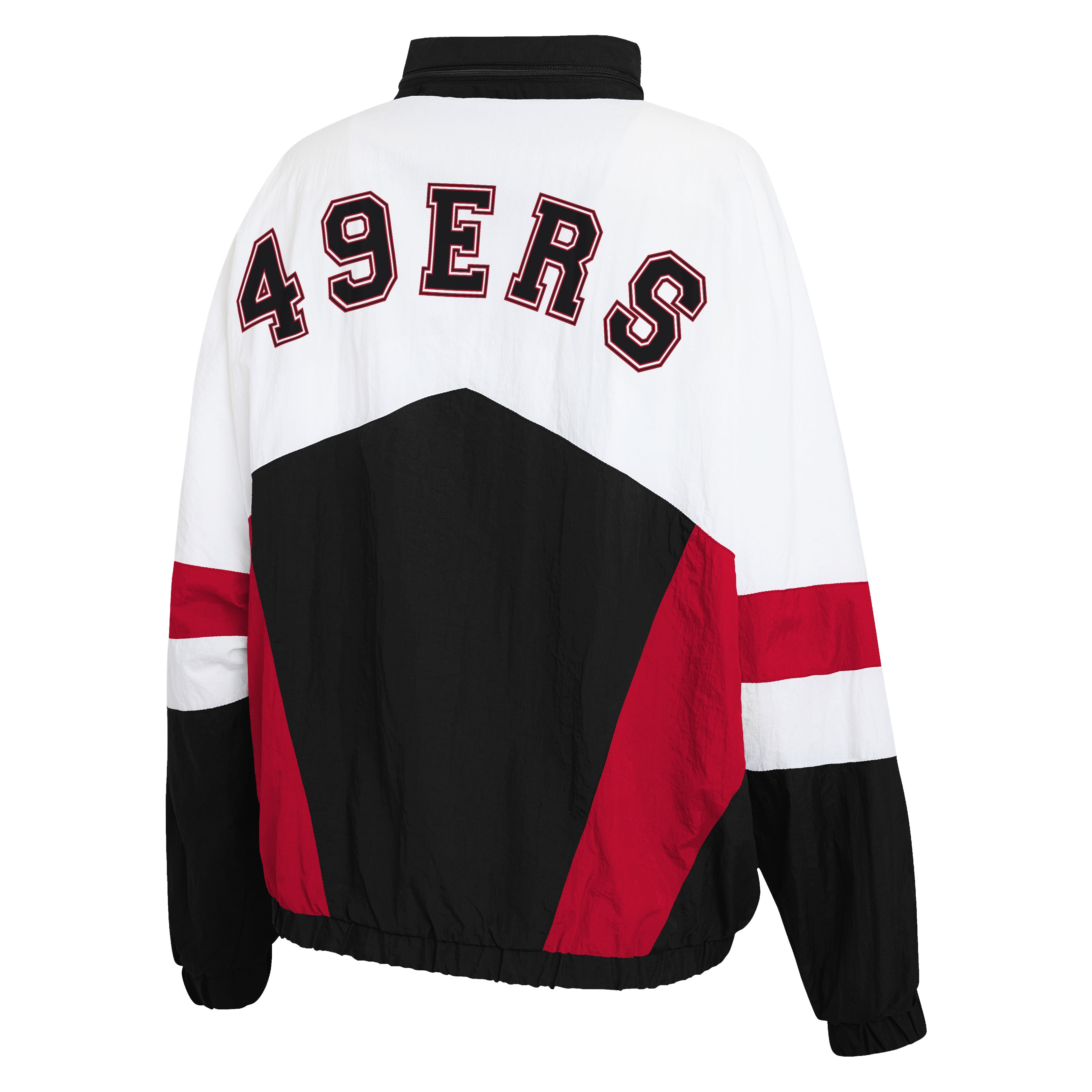 Women's WEAR by Erin Andrews  White/Black San Francisco 49ers Crinkle Full-Snap Hooded Windbreaker Jacket