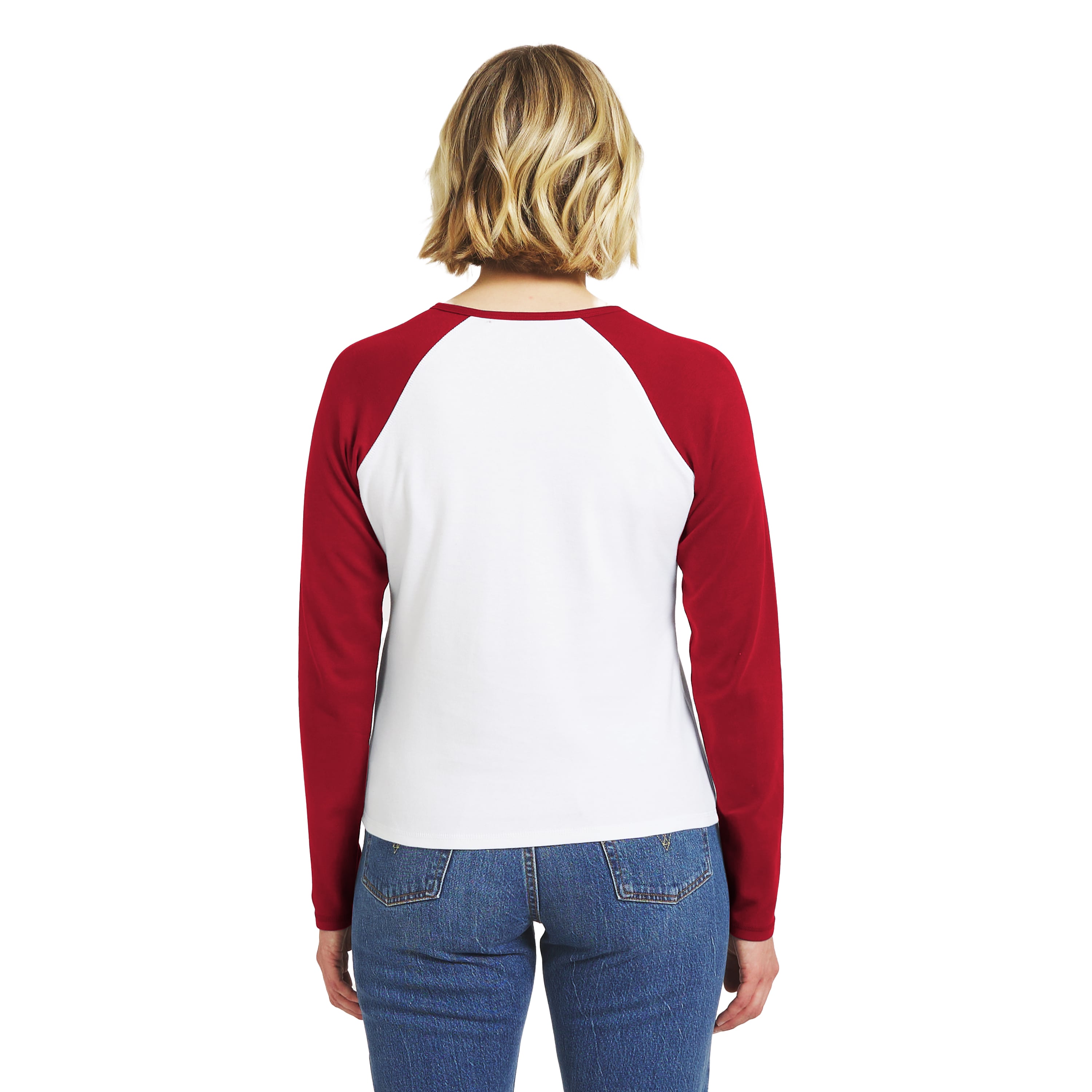 T-shirt raglan à manches longues Henley blanc/écarlate des 49ers de San Francisco, la marque WEAR by Erin Andrews, pour femmes.