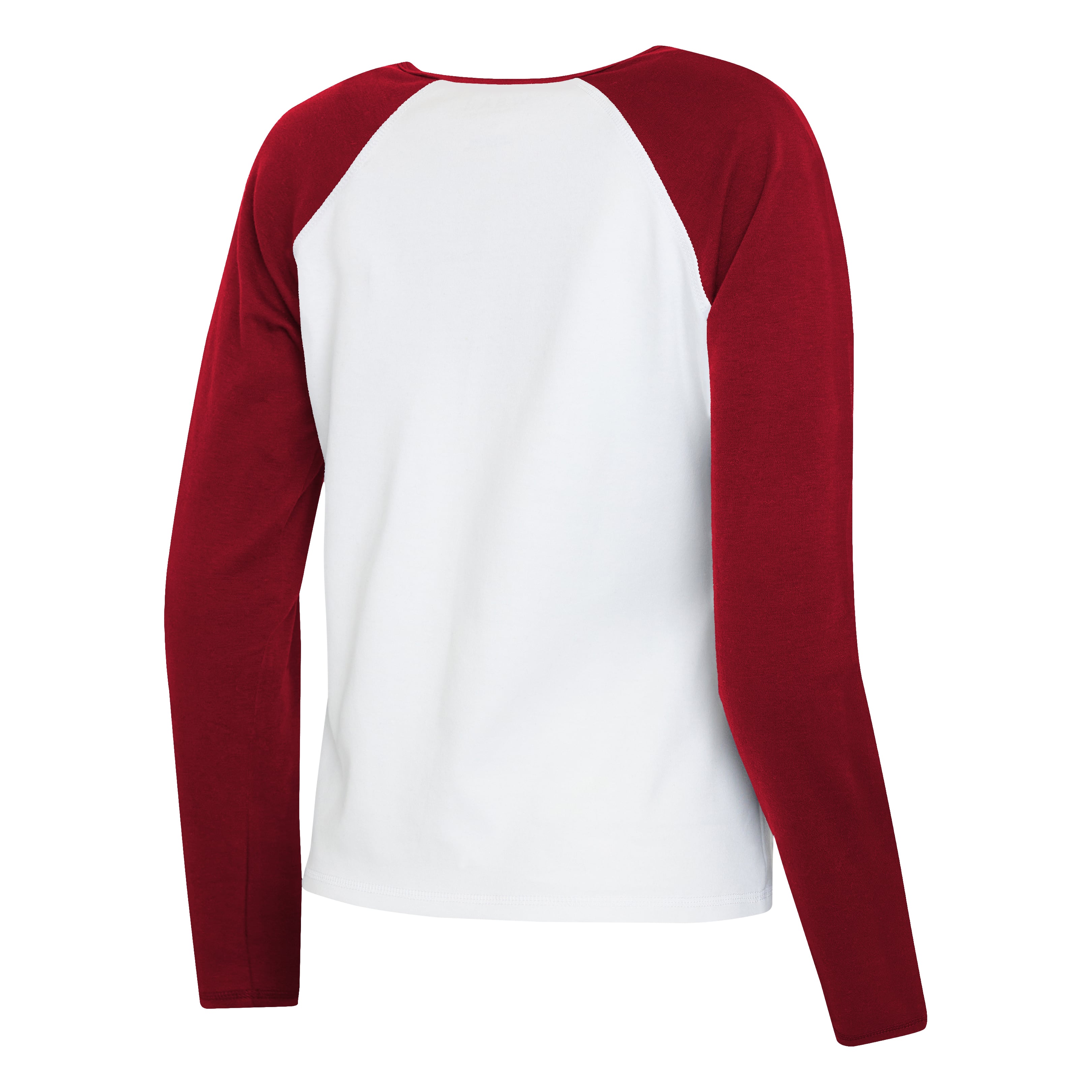T-shirt raglan à manches longues Henley blanc/écarlate des 49ers de San Francisco, la marque WEAR by Erin Andrews, pour femmes.