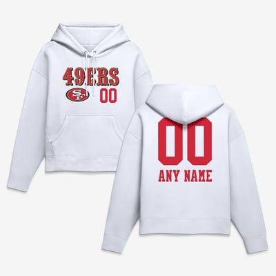 San Francisco 49ers Women's Touchdown Wordmark Personalized Name & Number Hoodie - White