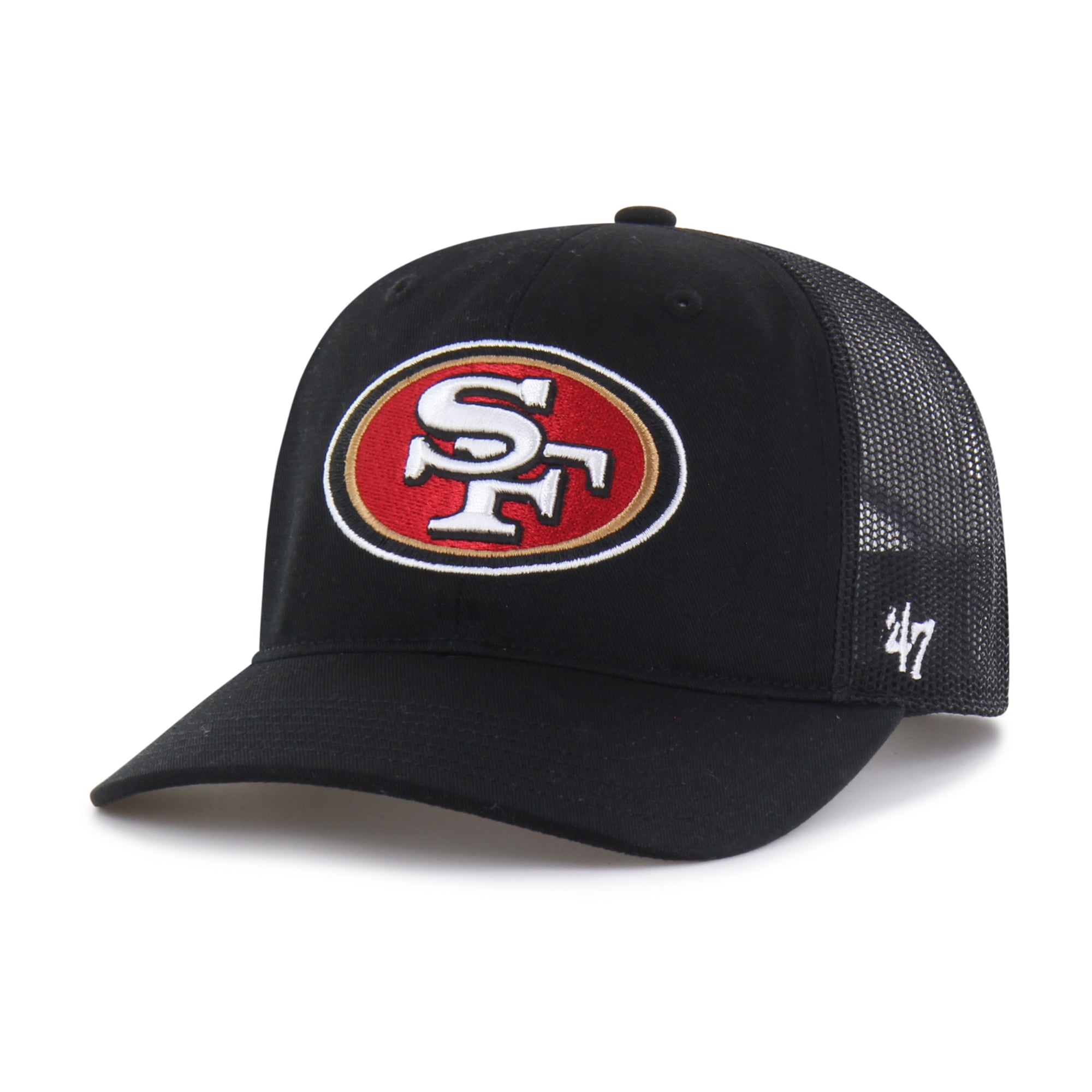 Casquette trucker ajustable noire San Francisco 49ers pour jeunes, modèle '47