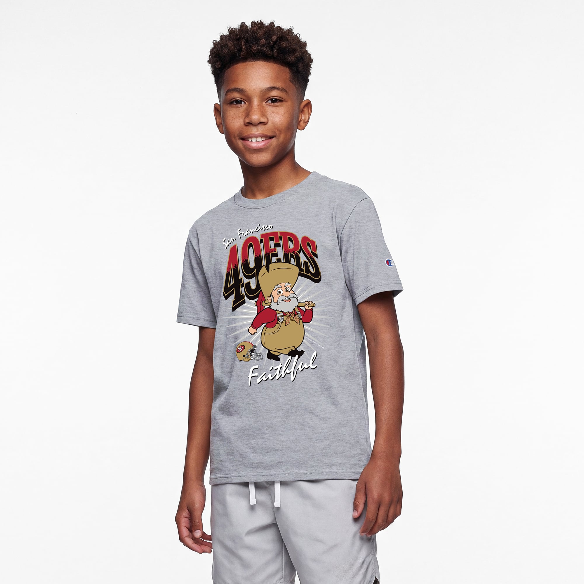 T-shirt Stinky Pete gris chiné Disney x Champion pour enfants des 49ers de San Francisco