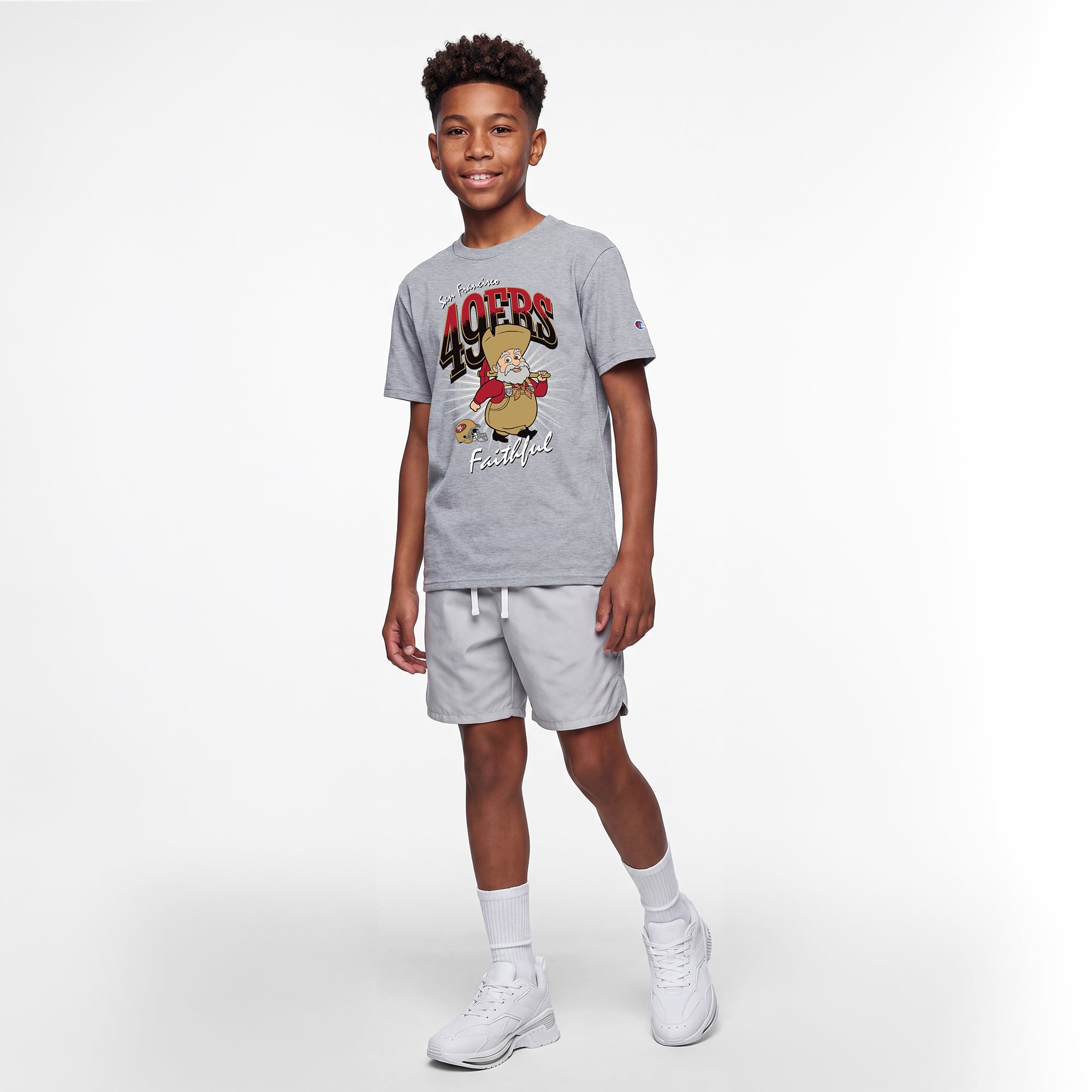 T-shirt Stinky Pete gris chiné Disney x Champion pour enfants des 49ers de San Francisco