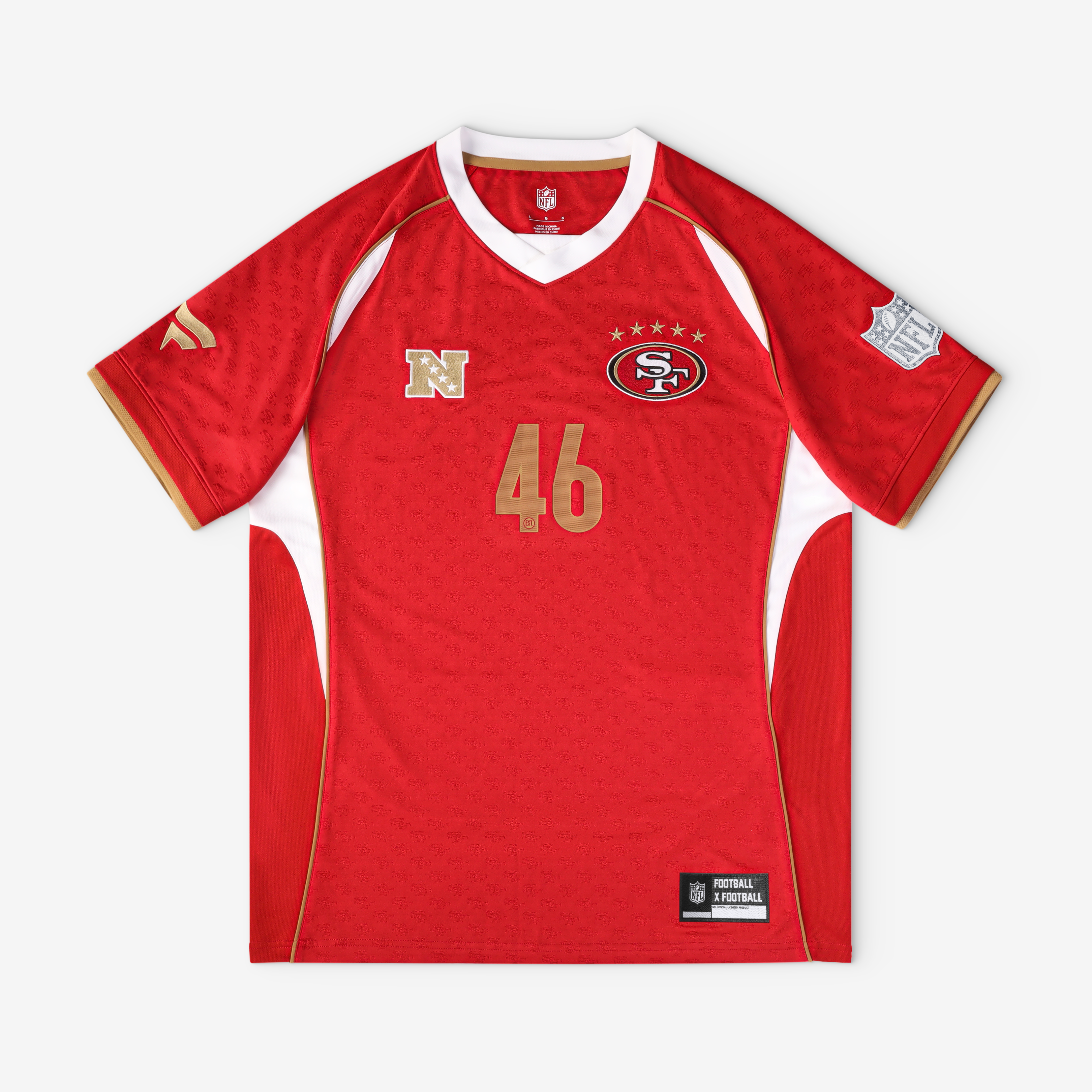 T-shirt de supporter Youth Fanatics Scarlet San Francisco 49ers Football x à col en V