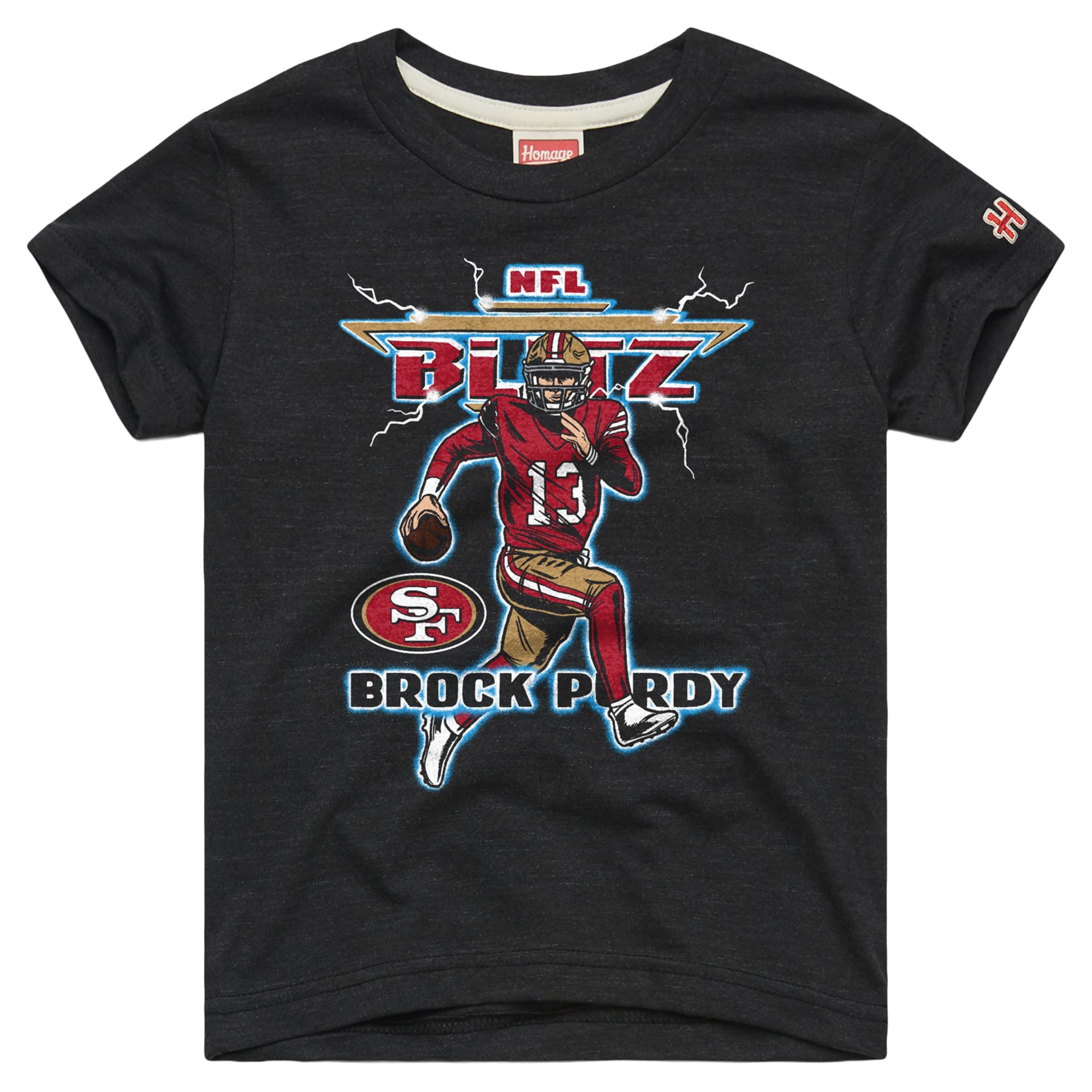 T-shirt Youth Homage Brock Purdy Charcoal San Francisco 49ers NFL Blitz Tri-Blend