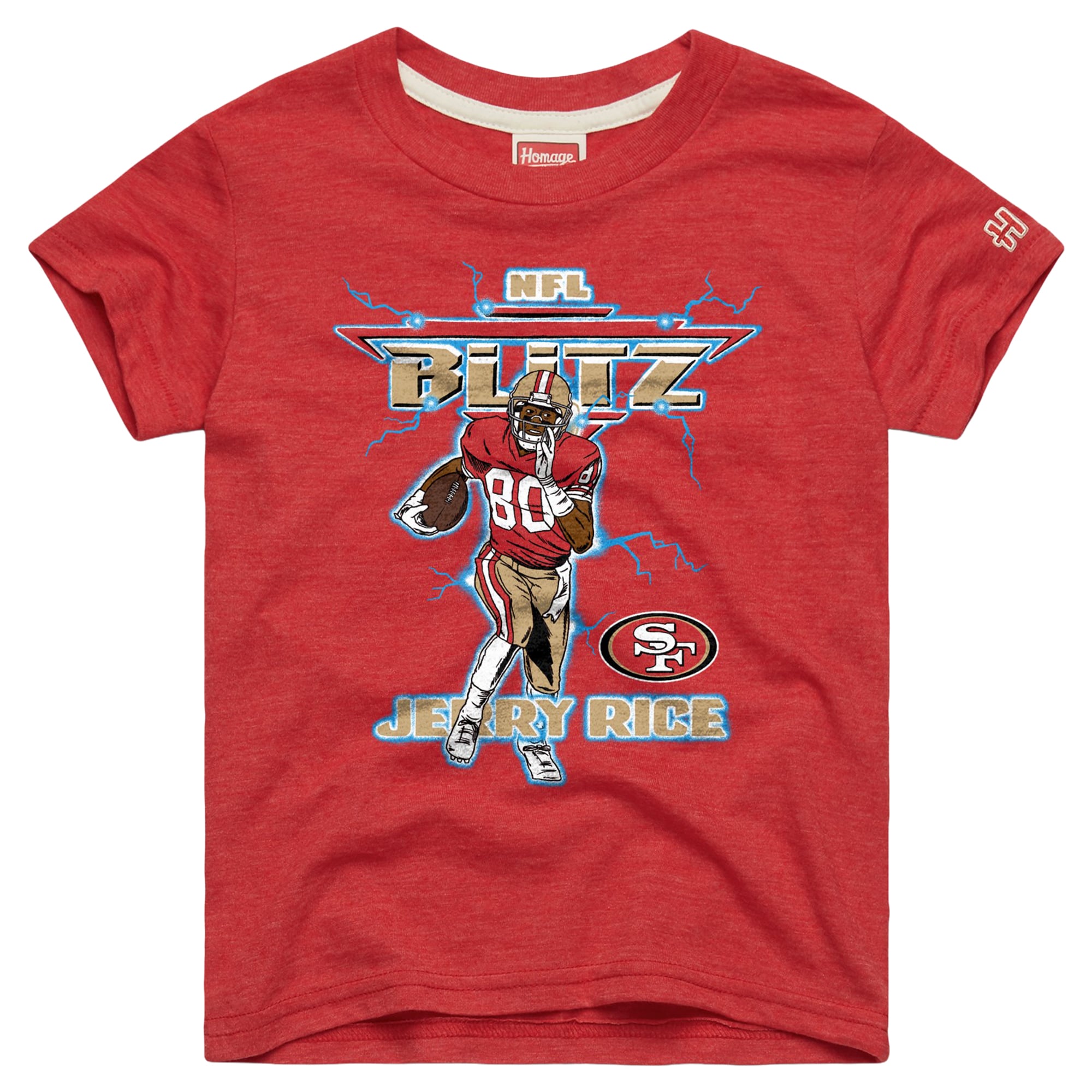 T-shirt en mélange de trois matières « Hommage à Jerry Rice Scarlet » des 49ers San Francisco (NFL Blitz) pour jeunes