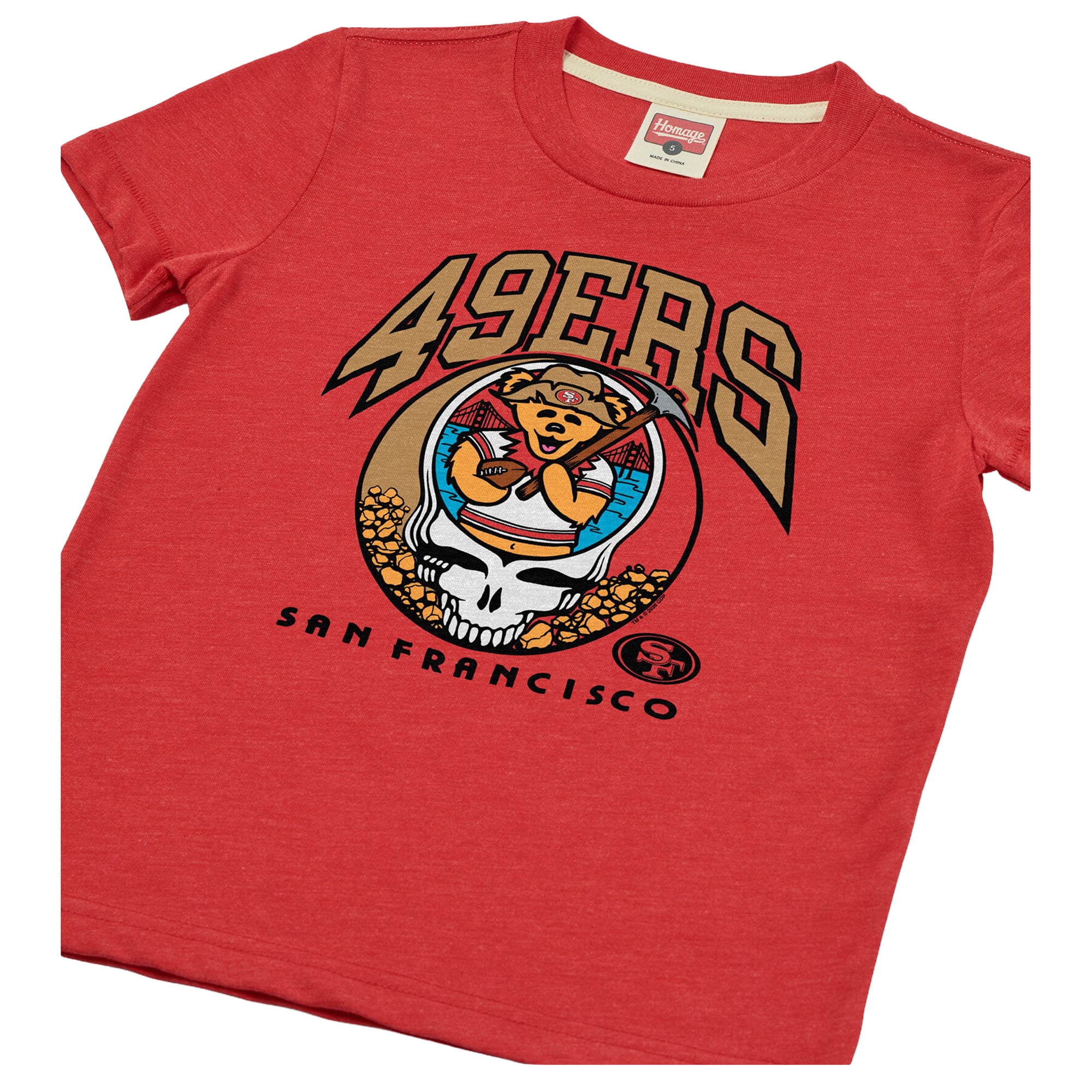 T-shirt Youth Homage Scarlet San Francisco 49ers NFL x Grateful Dead Tri-Blend