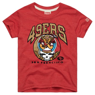  San Francisco 49ers Homage Youth NFL x Grateful Dead Tri-Blend T-Shirt - Scarlet