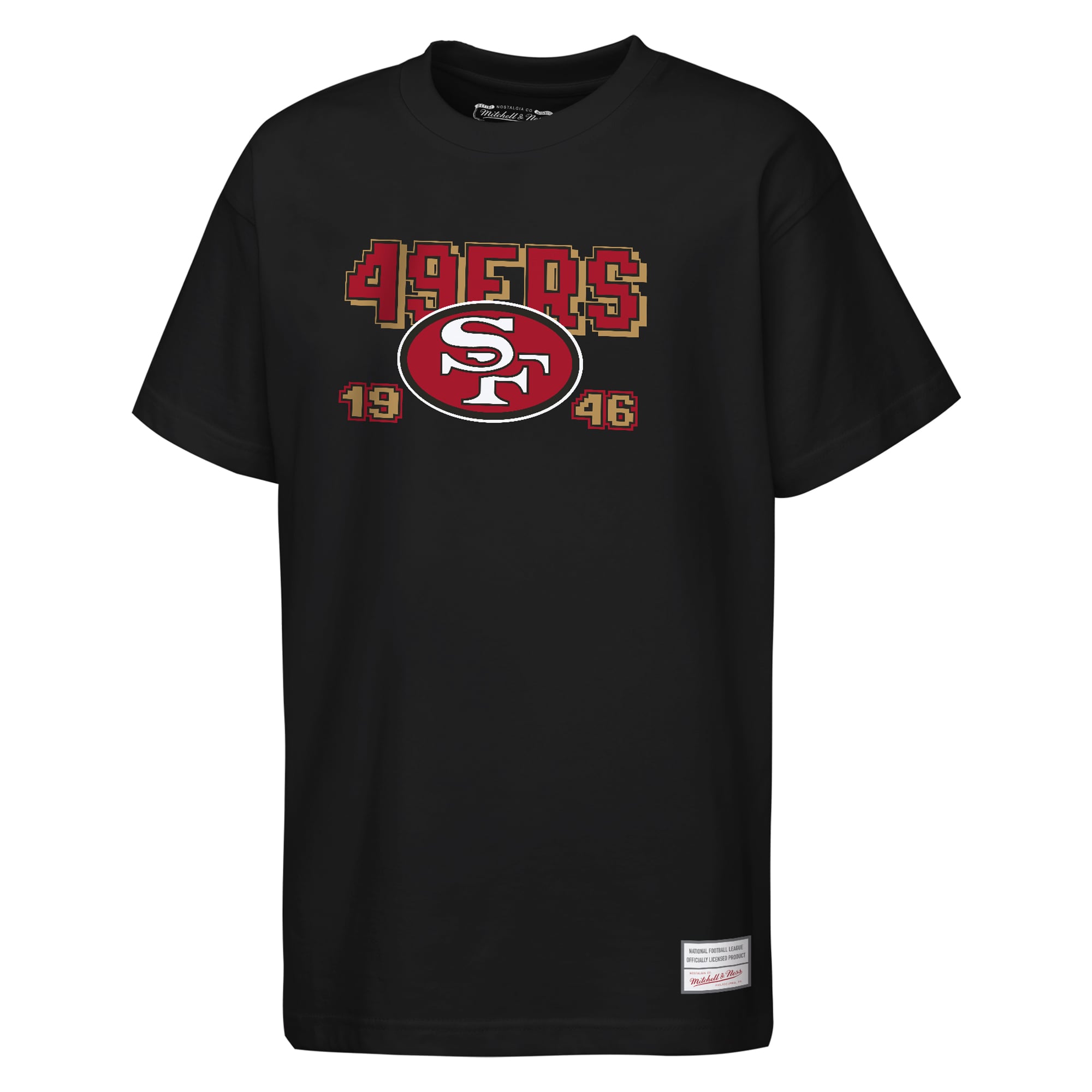 Youth Mitchell & Ness Black San Francisco 49ers Retro Arcade T-Shirt