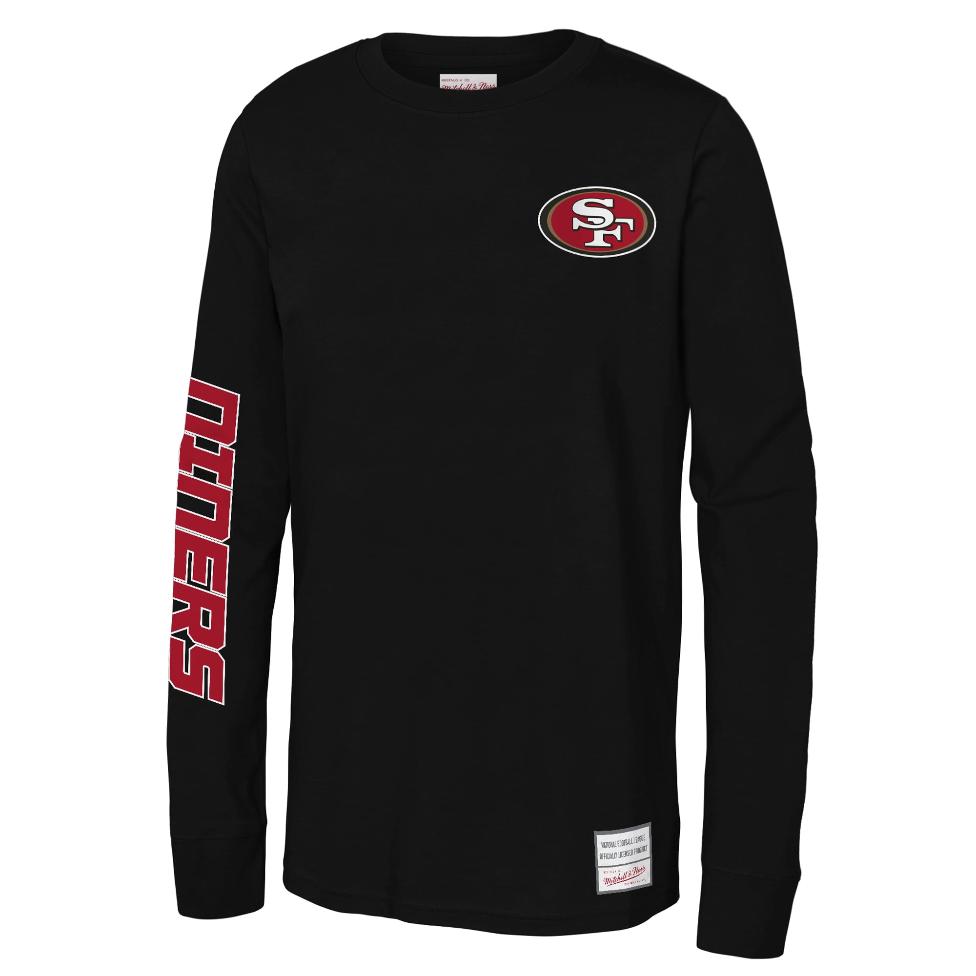 T-shirt à manches longues Mitchell & Ness noir San Francisco 49ers Triple Play pour jeunes