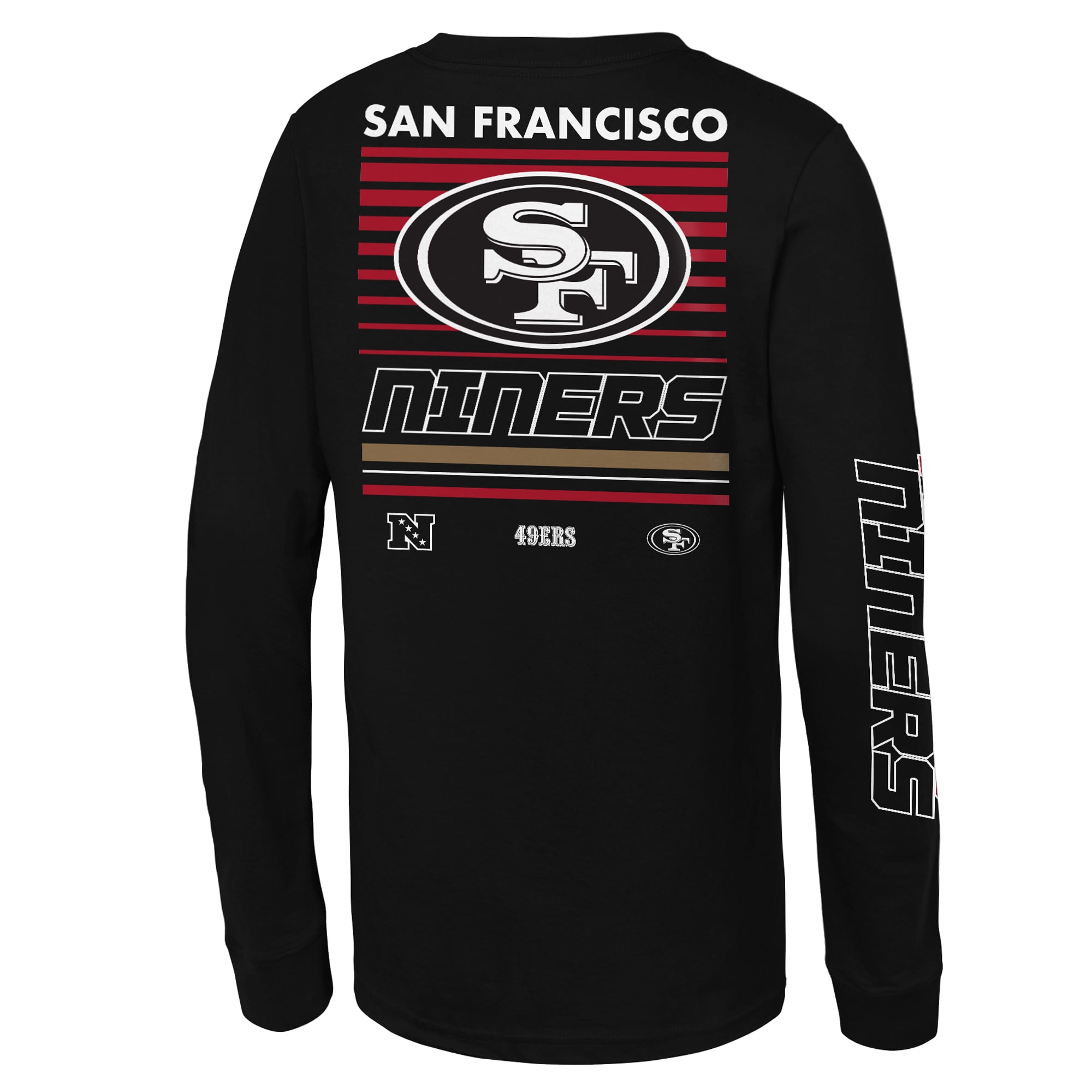 T-shirt à manches longues Mitchell & Ness noir San Francisco 49ers Triple Play pour jeunes