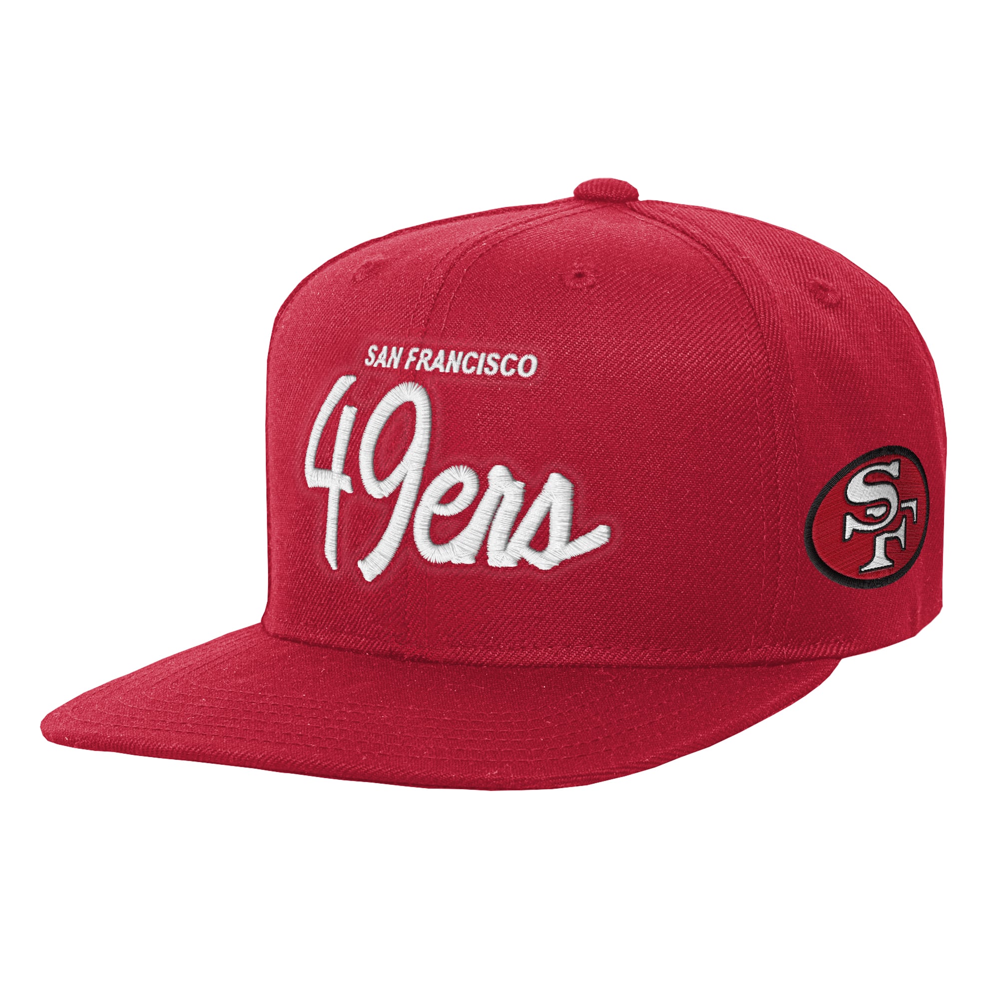 Casquette Mitchell & Ness Scarlet pour enfant, modèle entraîneur-chef des 49ers de San Francisco.