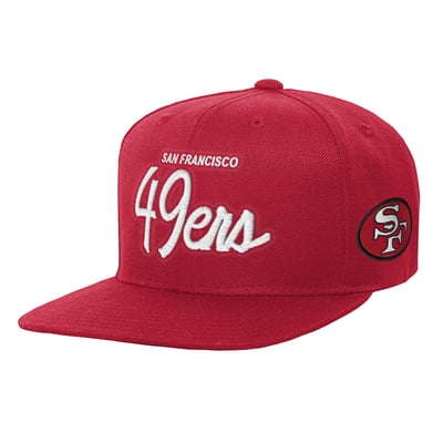 San Francisco 49ers Mitchell & Ness Youth Head Coach Flat Brim Snapback Hat - Scarlet
