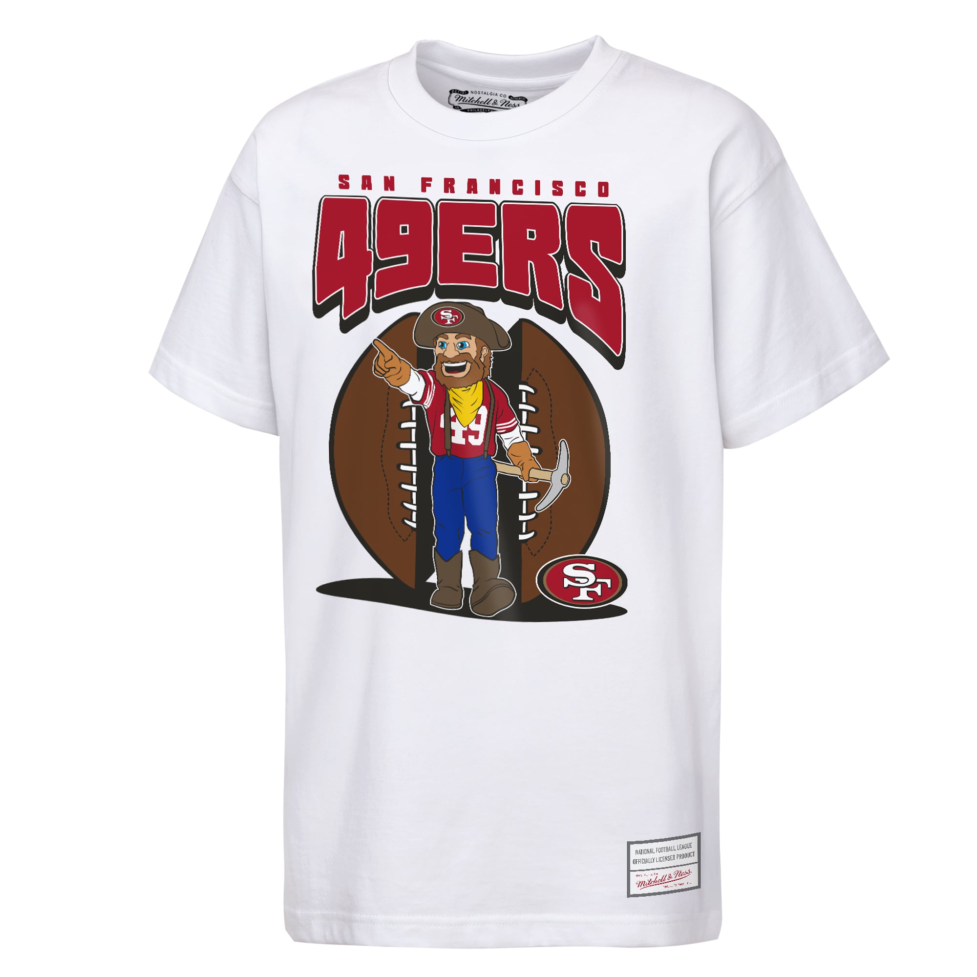 T-shirt Mitchell & Ness blanc pour enfant, motif mascotte des 49ers de San Francisco