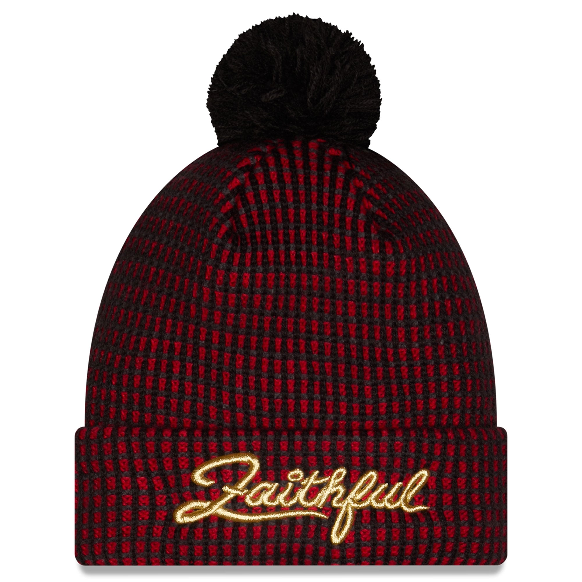 Bonnet à revers noir New Era pour enfant, collection San Francisco 49ers 2026 Rivalries, avec pompon.