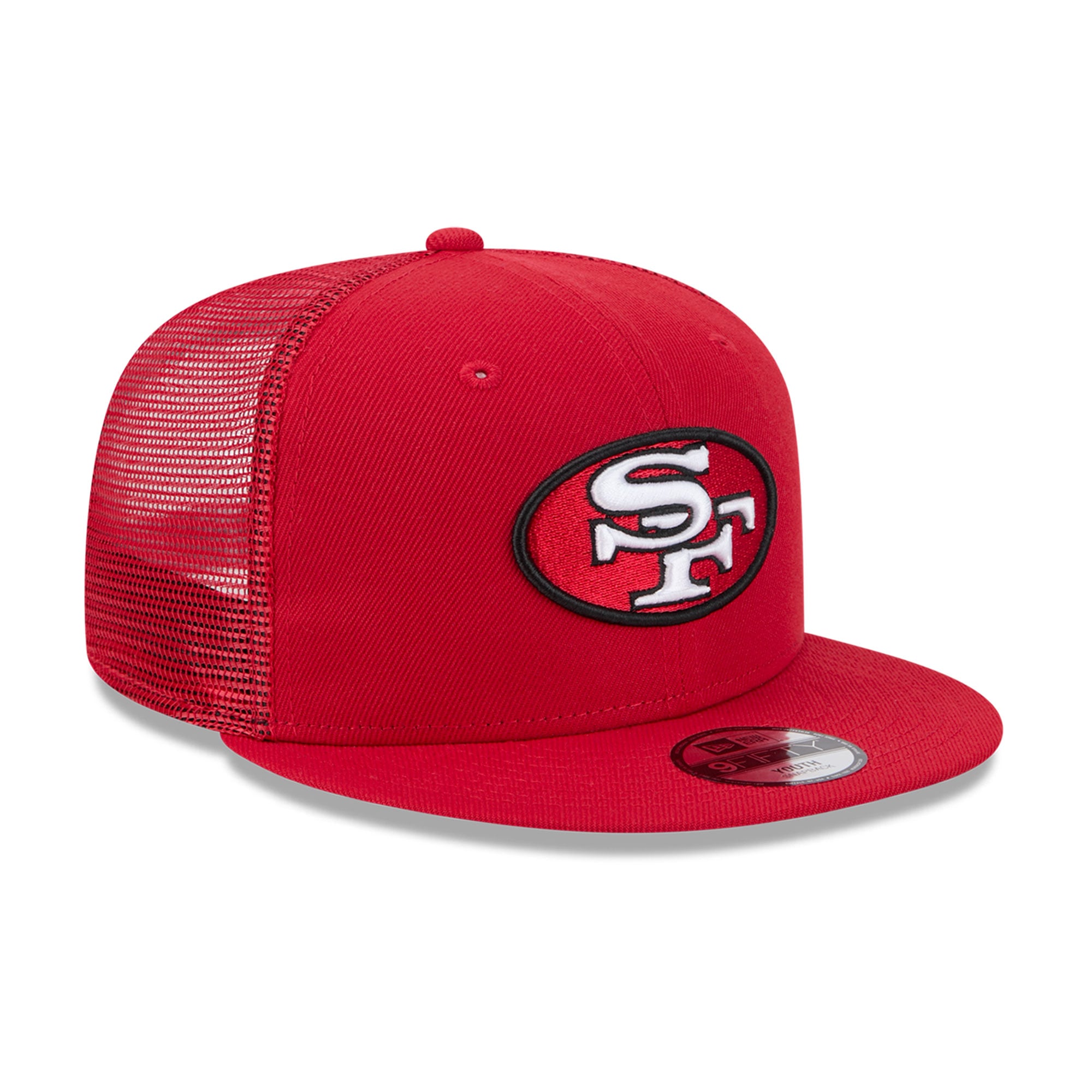 Casquette trucker New Era rouge écarlate San Francisco 49ers Throwback Main 9FIFTY pour jeunes