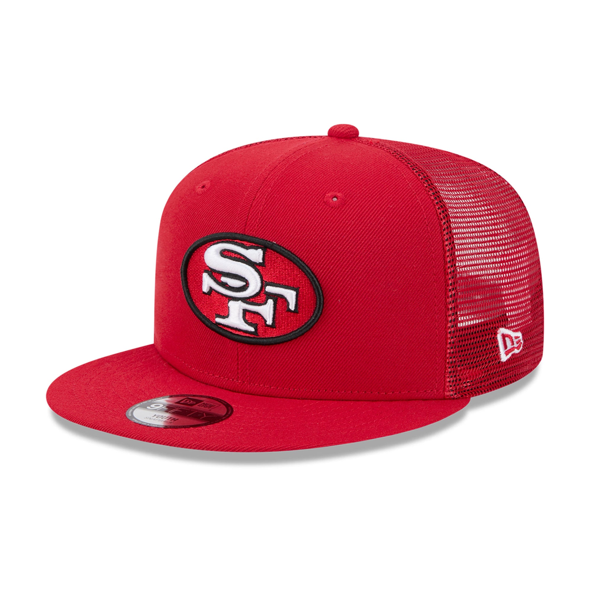 Casquette trucker New Era rouge écarlate San Francisco 49ers Throwback Main 9FIFTY pour jeunes
