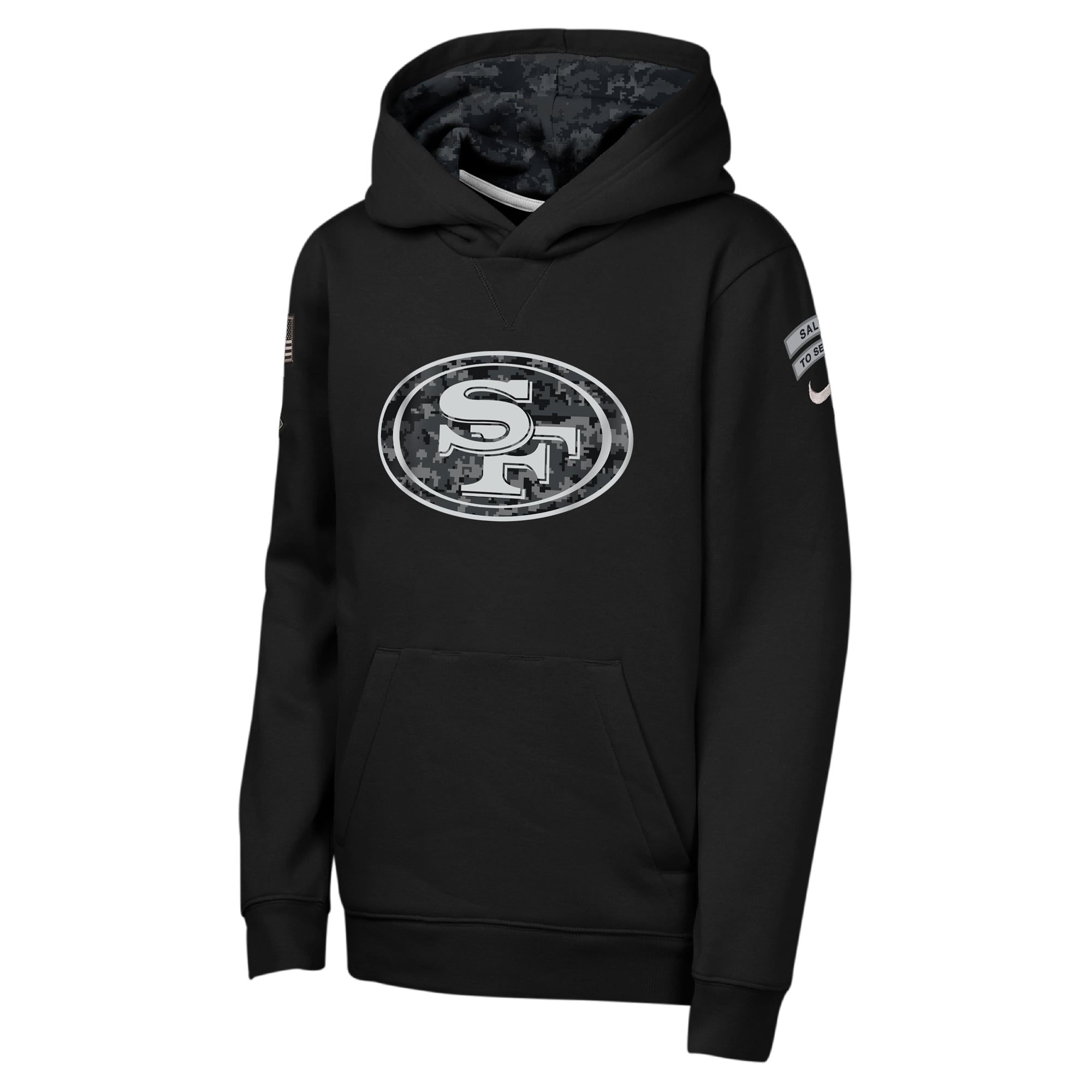 Sweat à capuche polaire Nike noir pour enfant, San Francisco 49ers 2026 Salute to Service Club