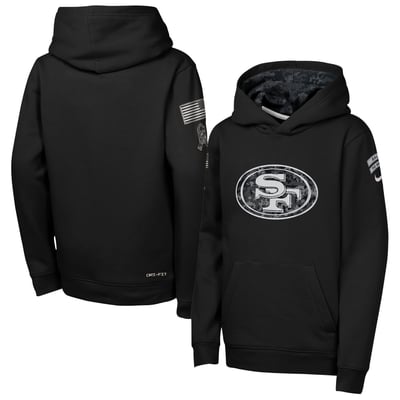  San Francisco 49ers Nike Youth 2026 Salute to Service Club Fleece Pullover Hoodie  - Black