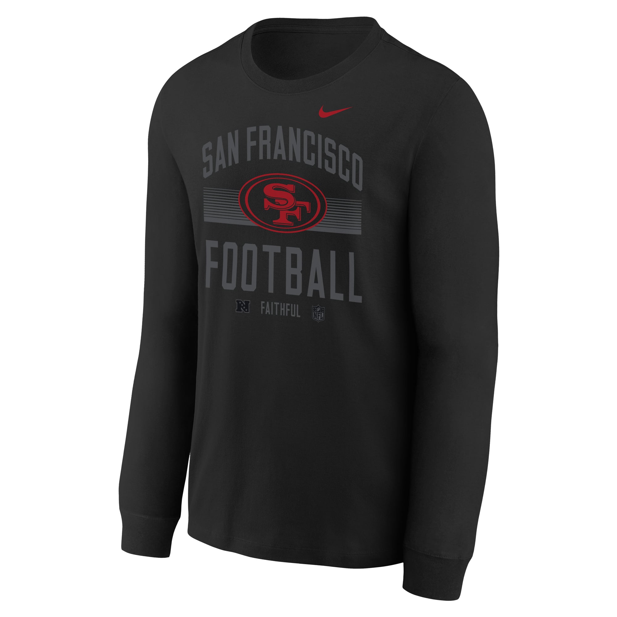 T-shirt à manches longues Nike Essential noir pour jeunes des 49ers de San Francisco