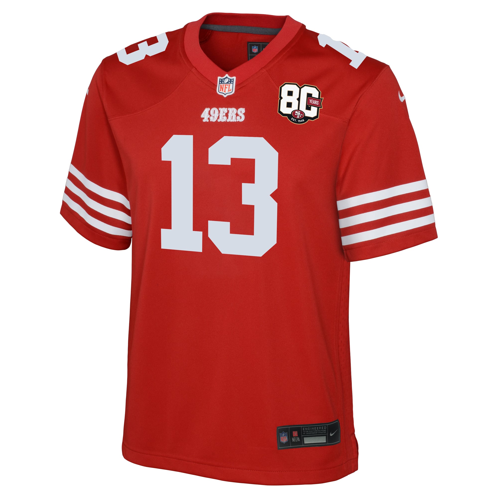 Youth Nike Brock Purdy Scarlet San Francisco 49ers 80th Anniversary Game Jersey