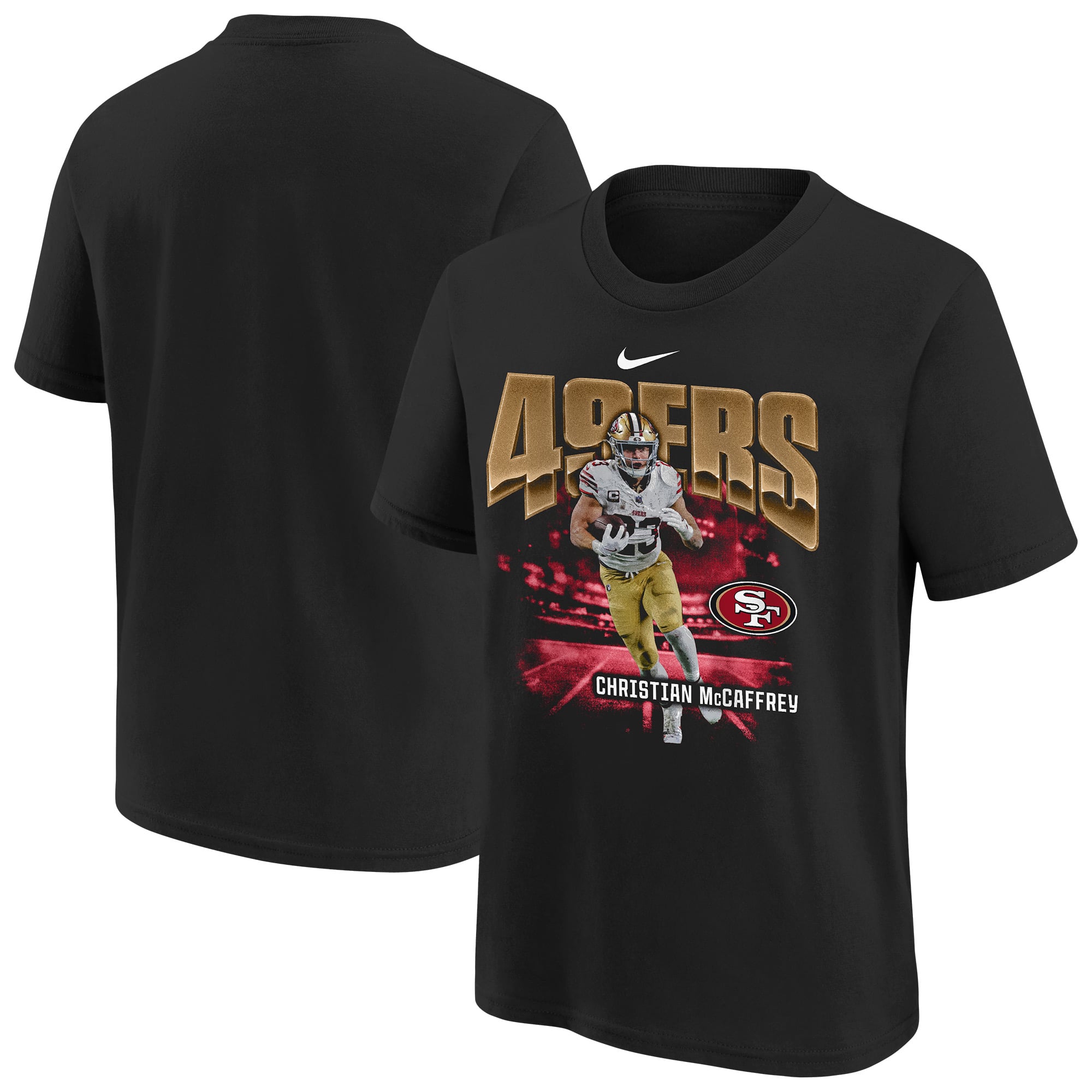T-shirt oversize noir Nike Christian McCaffrey des 49ers de San Francisco pour jeunes