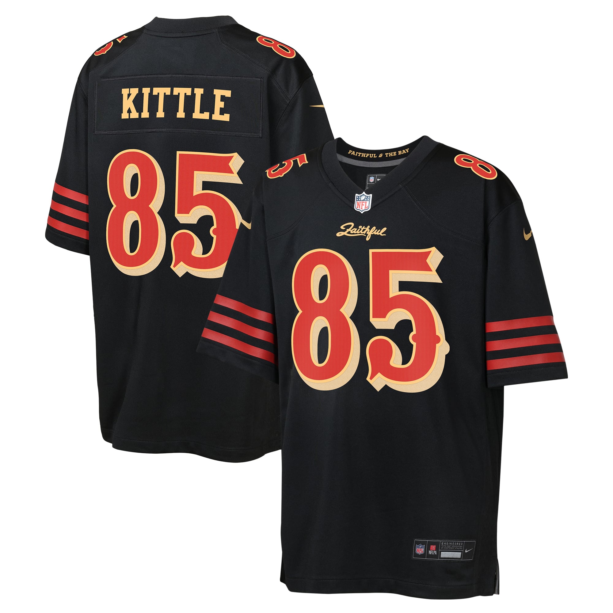Maillot de match Nike George Kittle noir la collection Rivalries des 49ers San Francisco pour jeunes