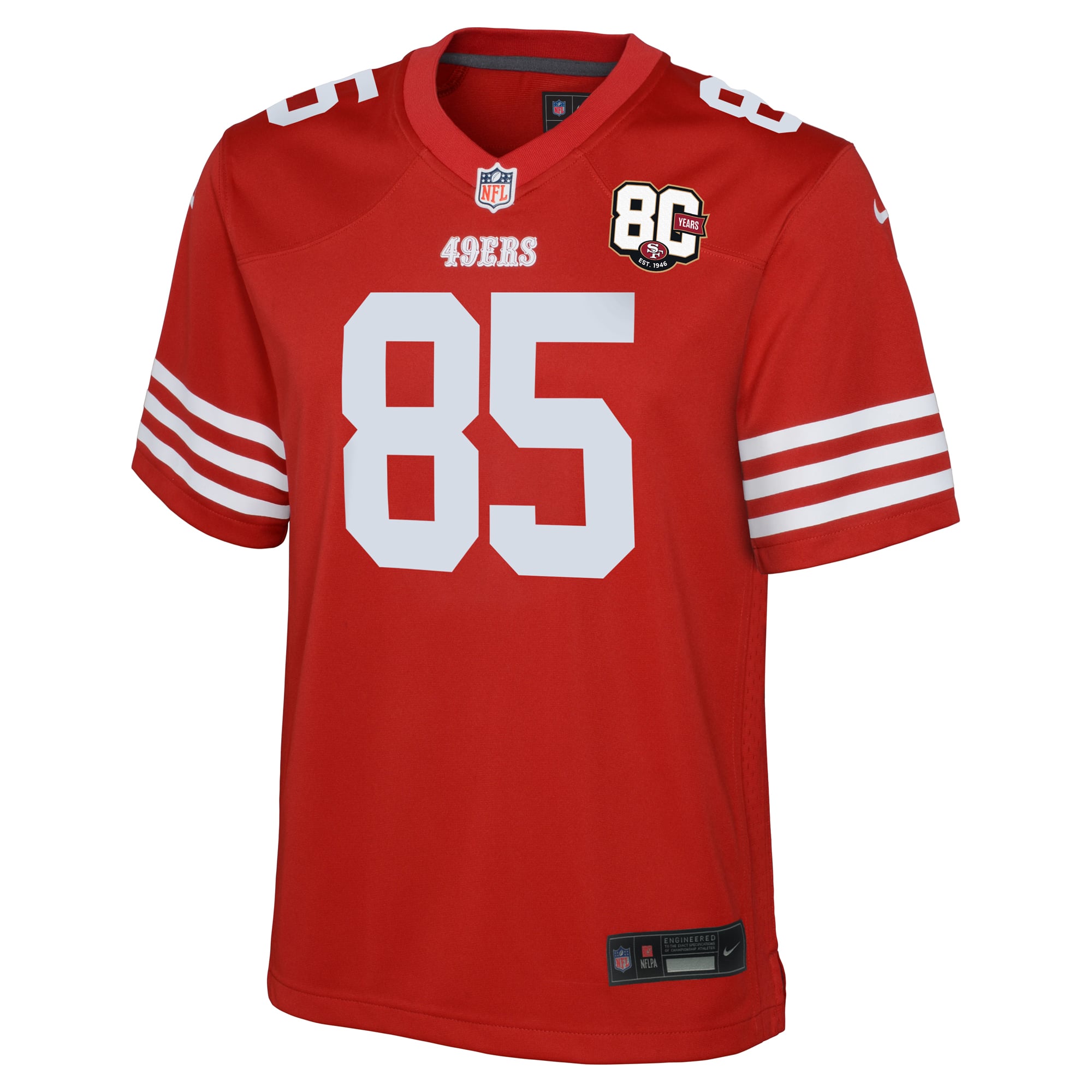 Youth Nike George Kittle Scarlet San Francisco 49ers 80th Anniversary Game Jersey