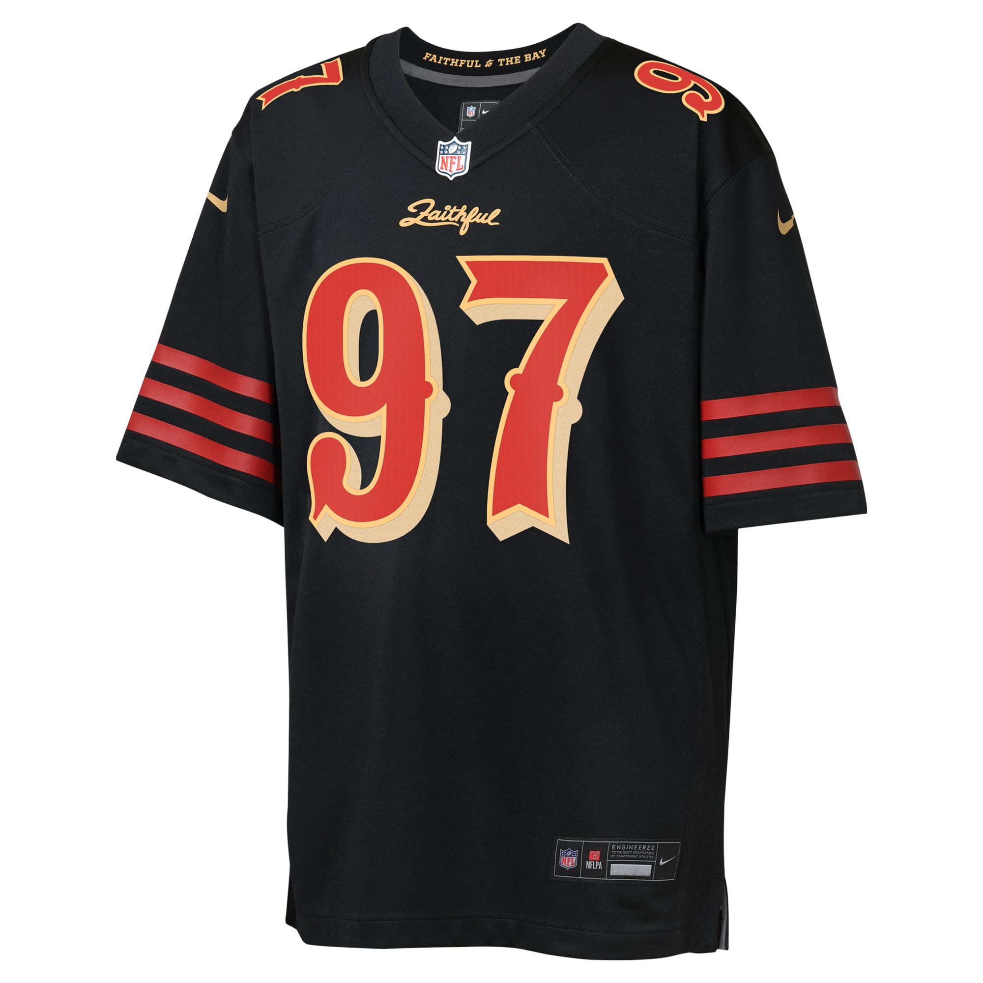 Maillot de match Nike Nick Bosa noir la collection Rivalries des 49ers San Francisco pour jeunes