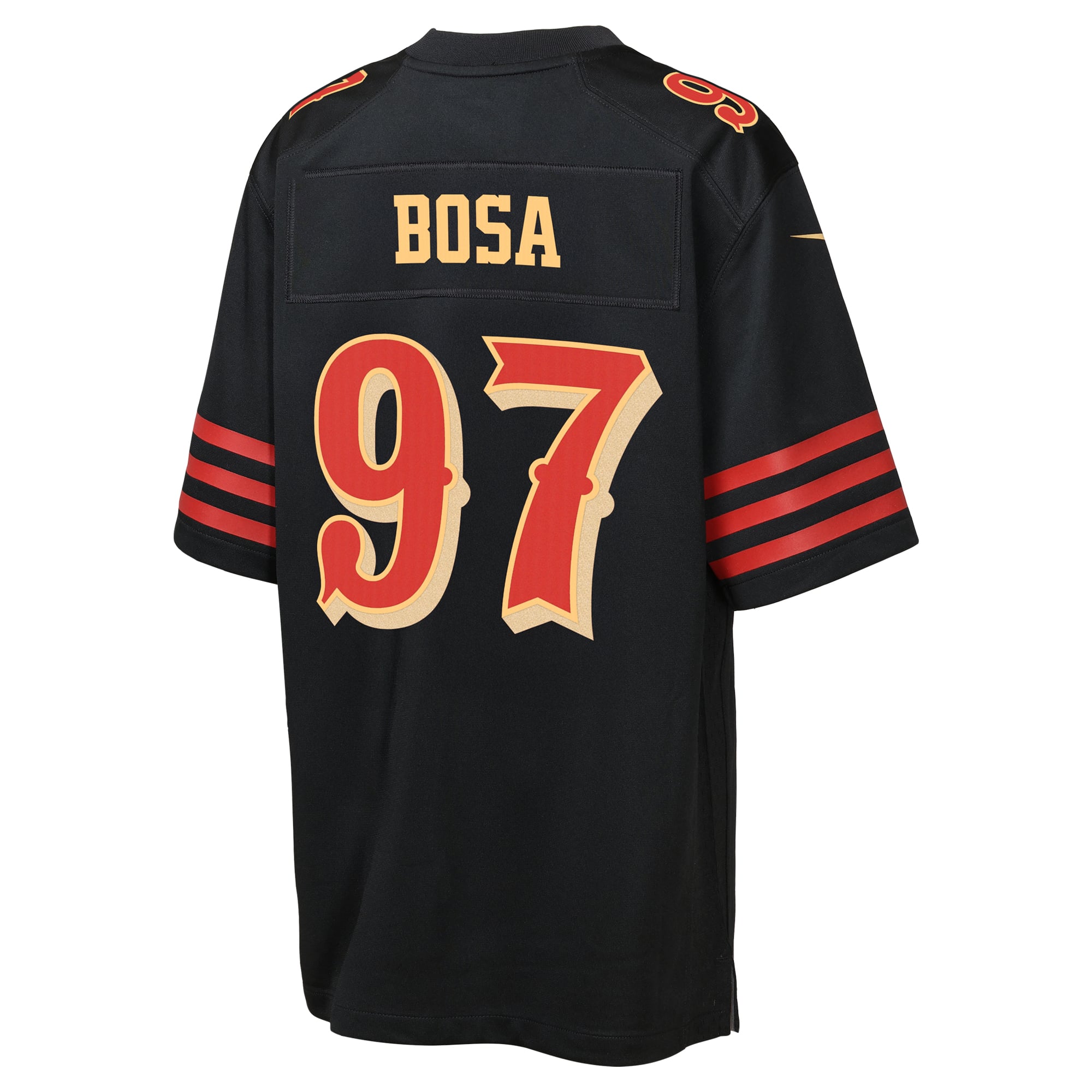 Maillot de match Nike Nick Bosa noir la collection Rivalries des 49ers San Francisco pour jeunes
