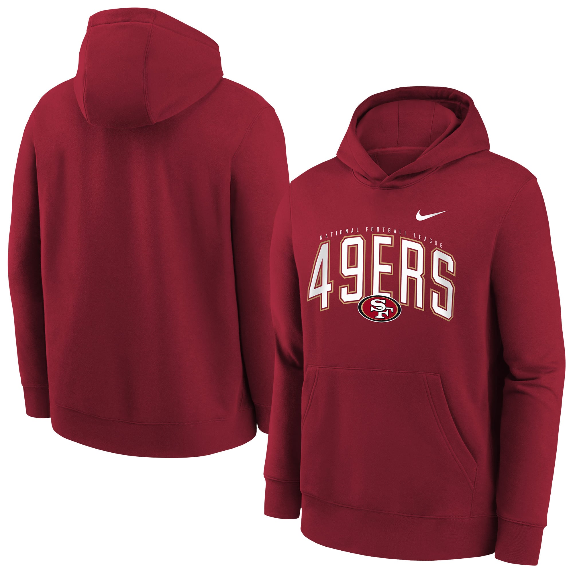 Youth Nike Scarlet San Francisco 49ers Logo Arch Fleece Hoodie