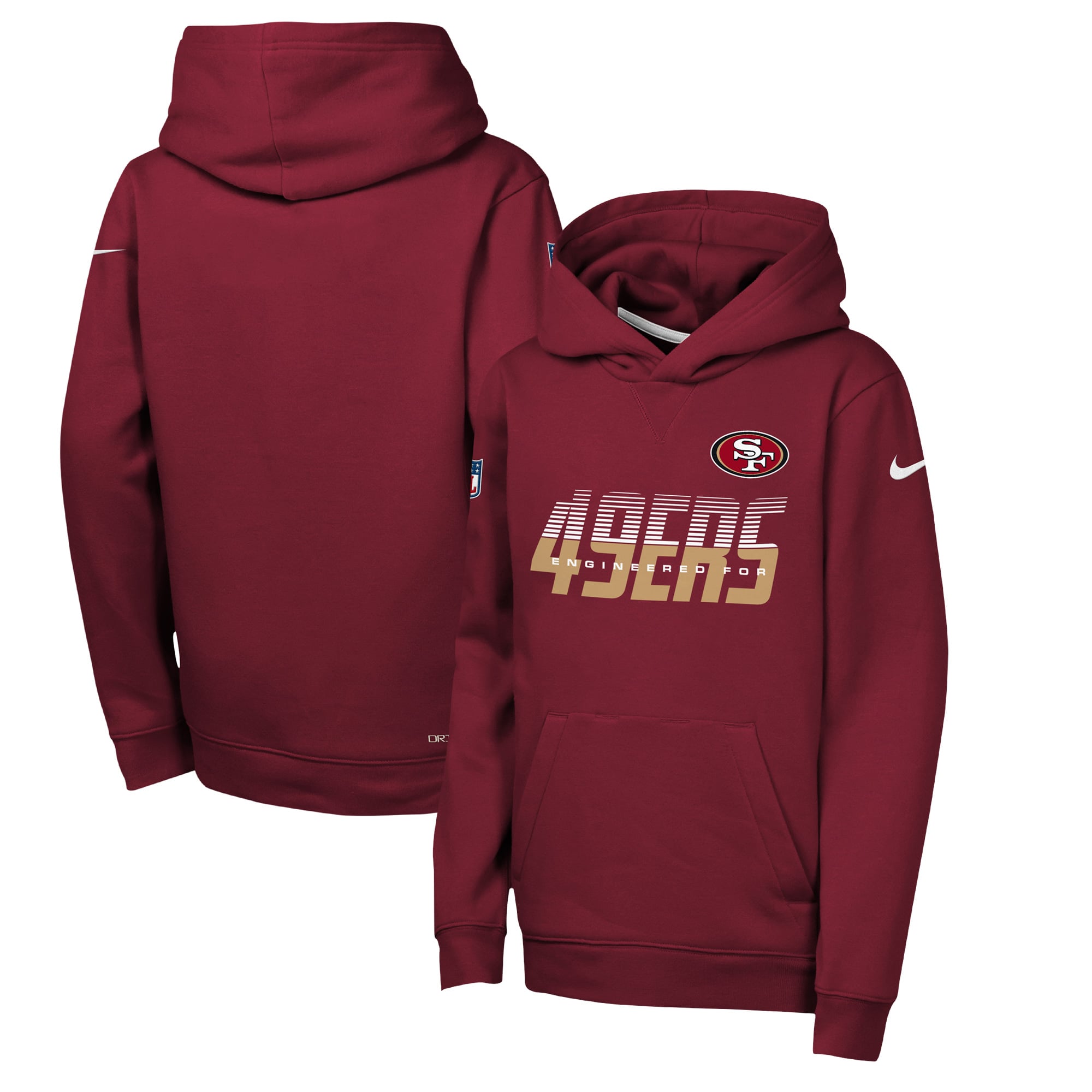 Sweat à capuche Nike Scarlet San Francisco 49ers Sideline Dri-FIT pour enfant