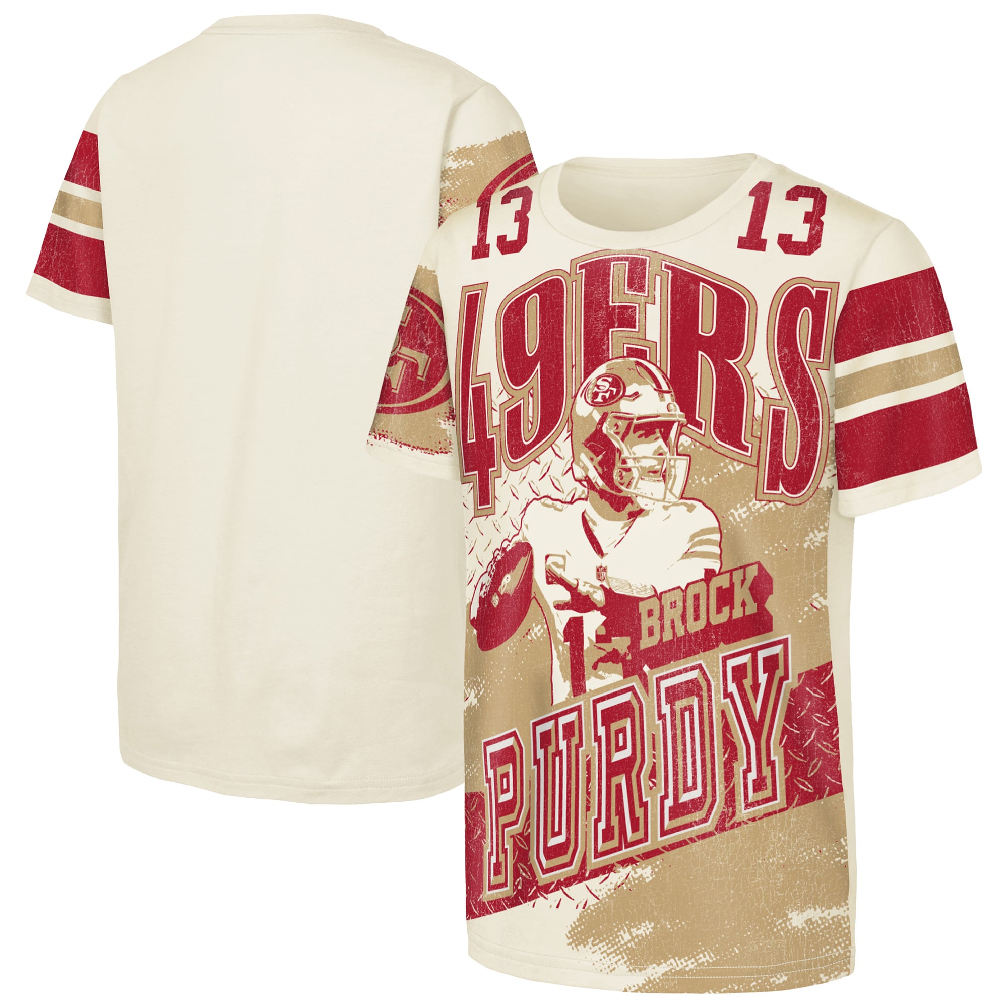T-shirt Youth Outerstuff Brock Purdy Naturel San Francisco 49ers Classic Poster