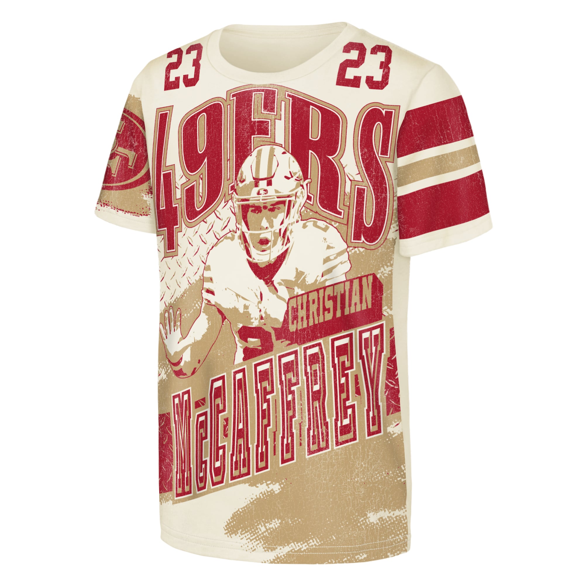 T-shirt Youth Outerstuff Christian McCaffrey Natural San Francisco 49ers Classic Poster