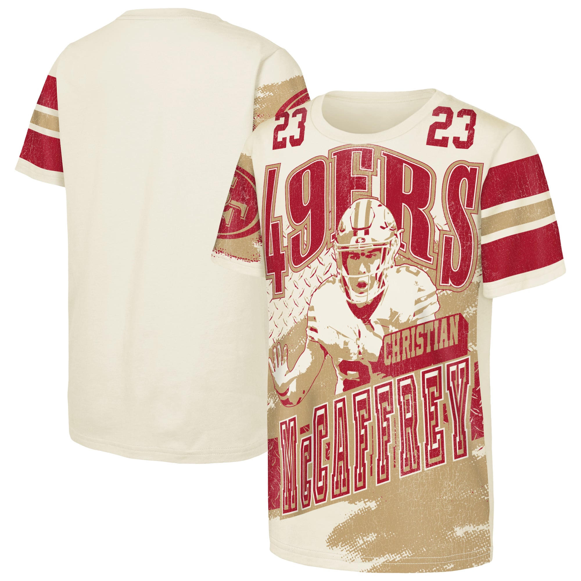 T-shirt Youth Outerstuff Christian McCaffrey Natural San Francisco 49ers Classic Poster