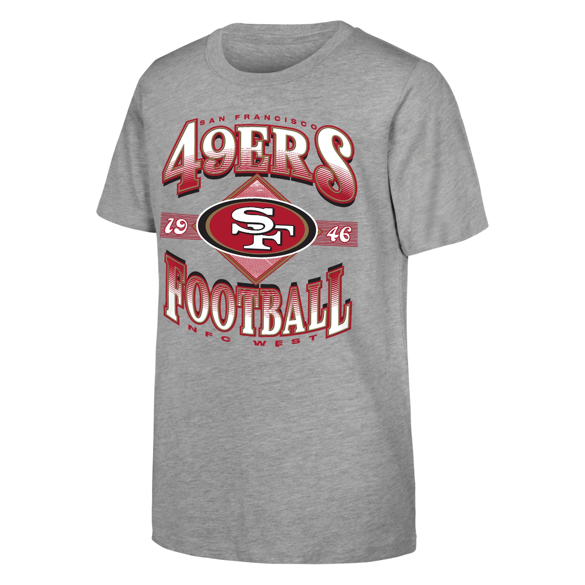 T-shirt gris Outerstuff pour jeunes, San Francisco 49ers, souvenirs d'antan