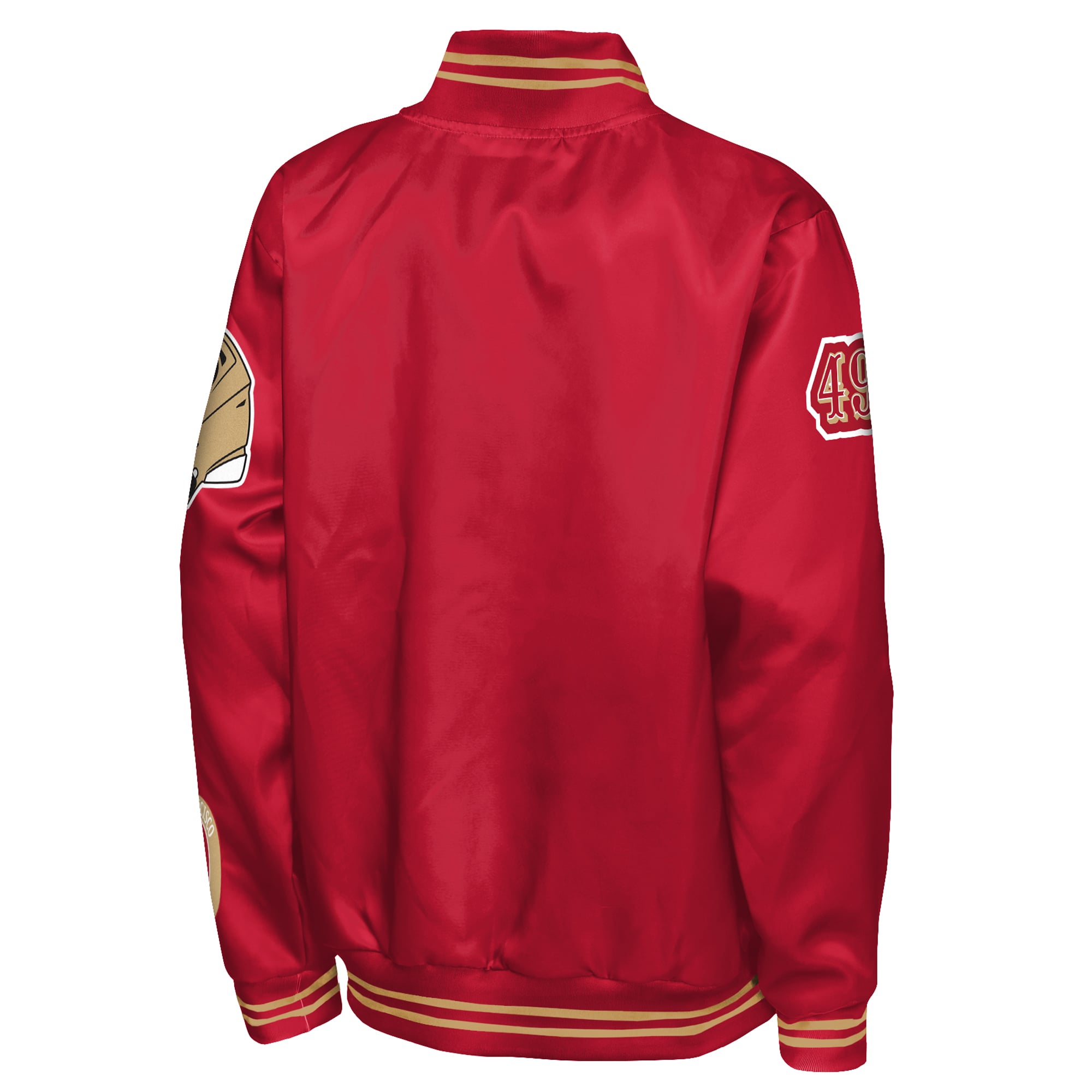 Veste universitaire Outerstuff Scarlet San Francisco 49ers Grid Runner en satin avec écusson, pour jeunes