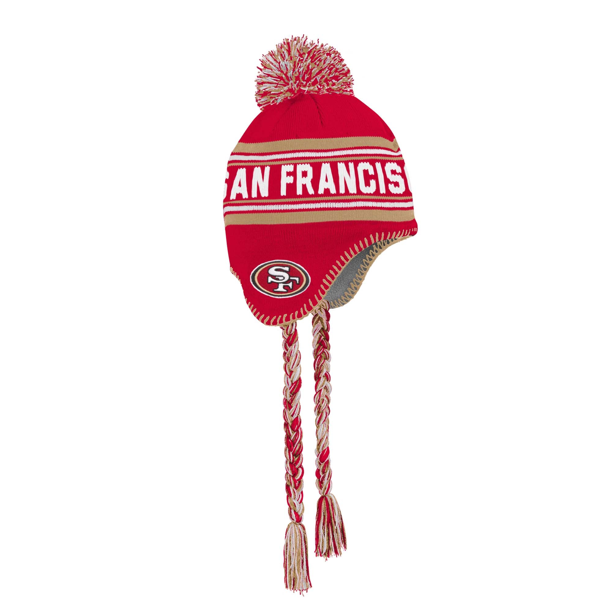 Youth Outerstuff Scarlet San Francisco 49ers Jacquard Tassel Knit Hat with Pom
