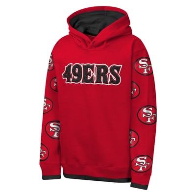 San Francisco 49ers Outerstuff Youth Retro Draft Day Chenille Pullover Hoodie - Scarlet
