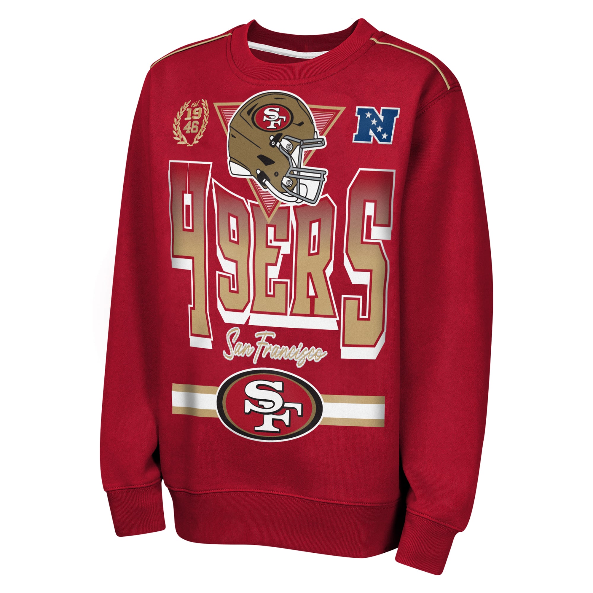 Sweat-shirt polaire Outerstuff rouge écarlate des 49ers de San Francisco, style course et tir, pour jeunes
