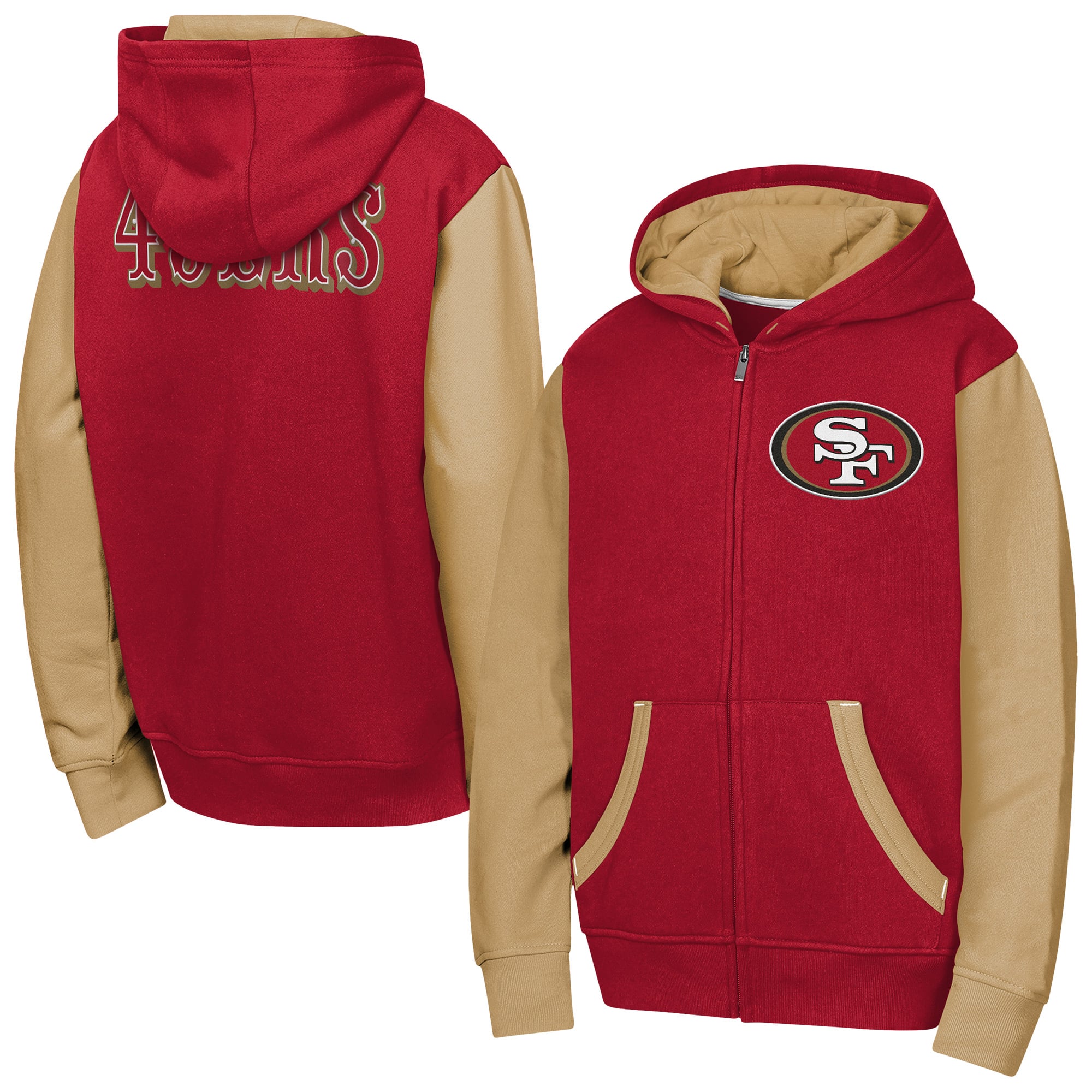Youth Outerstuff Scarlet San Francisco 49ers Stadium Colorblock Full-Zip Hoodie